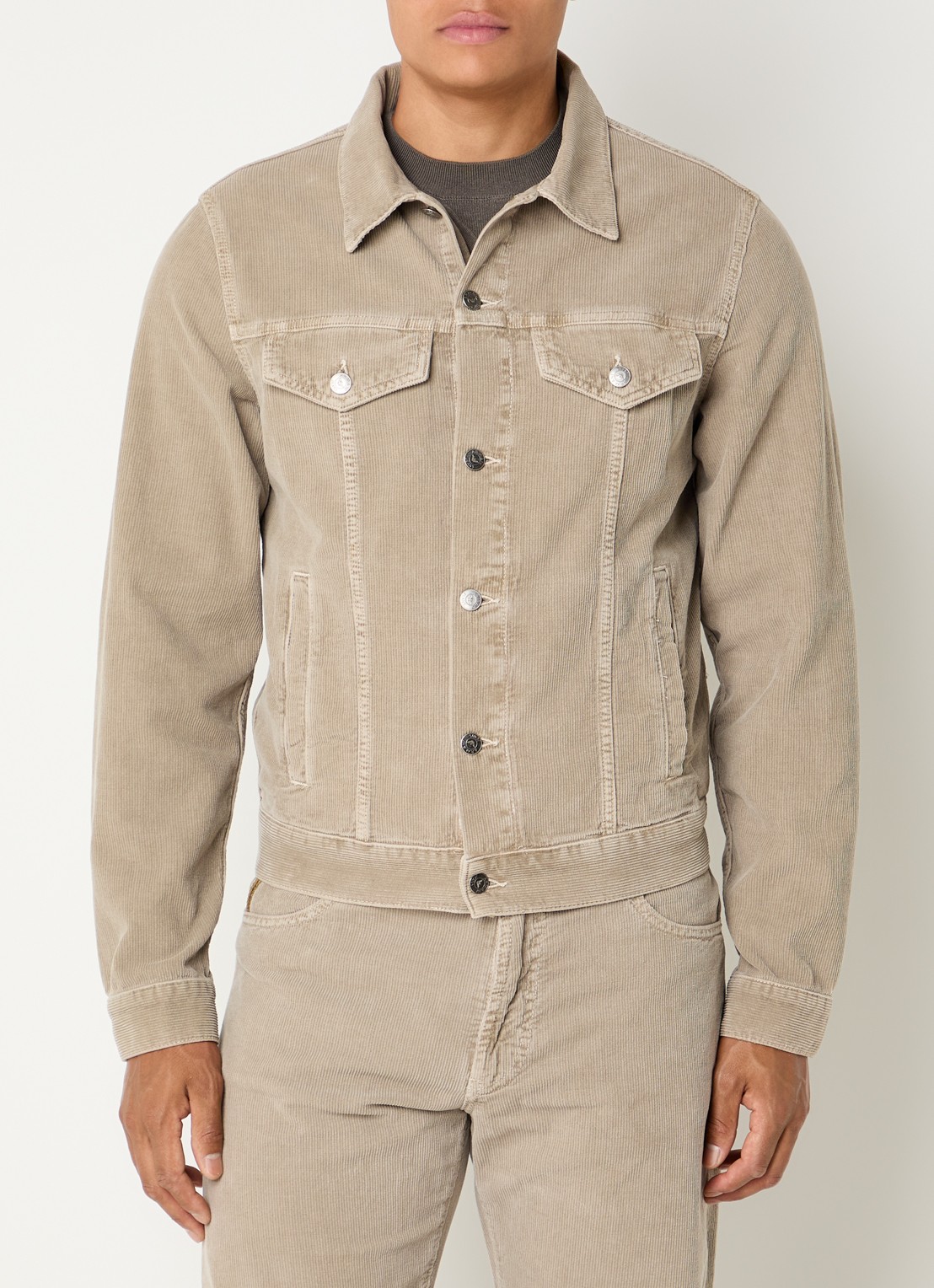 Armani Jack van corduroy met steekzakken - detail lichtgrijs
