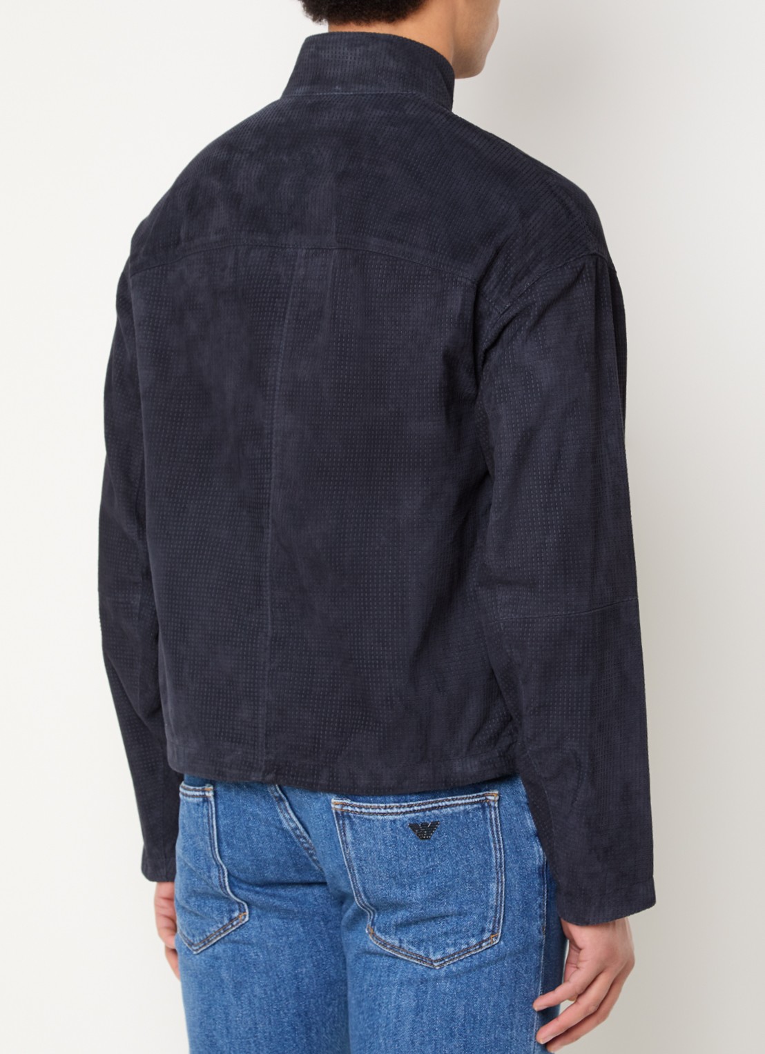 Armani Jack van geitenleer met steekzakken - achterkant 4 donkerblauw