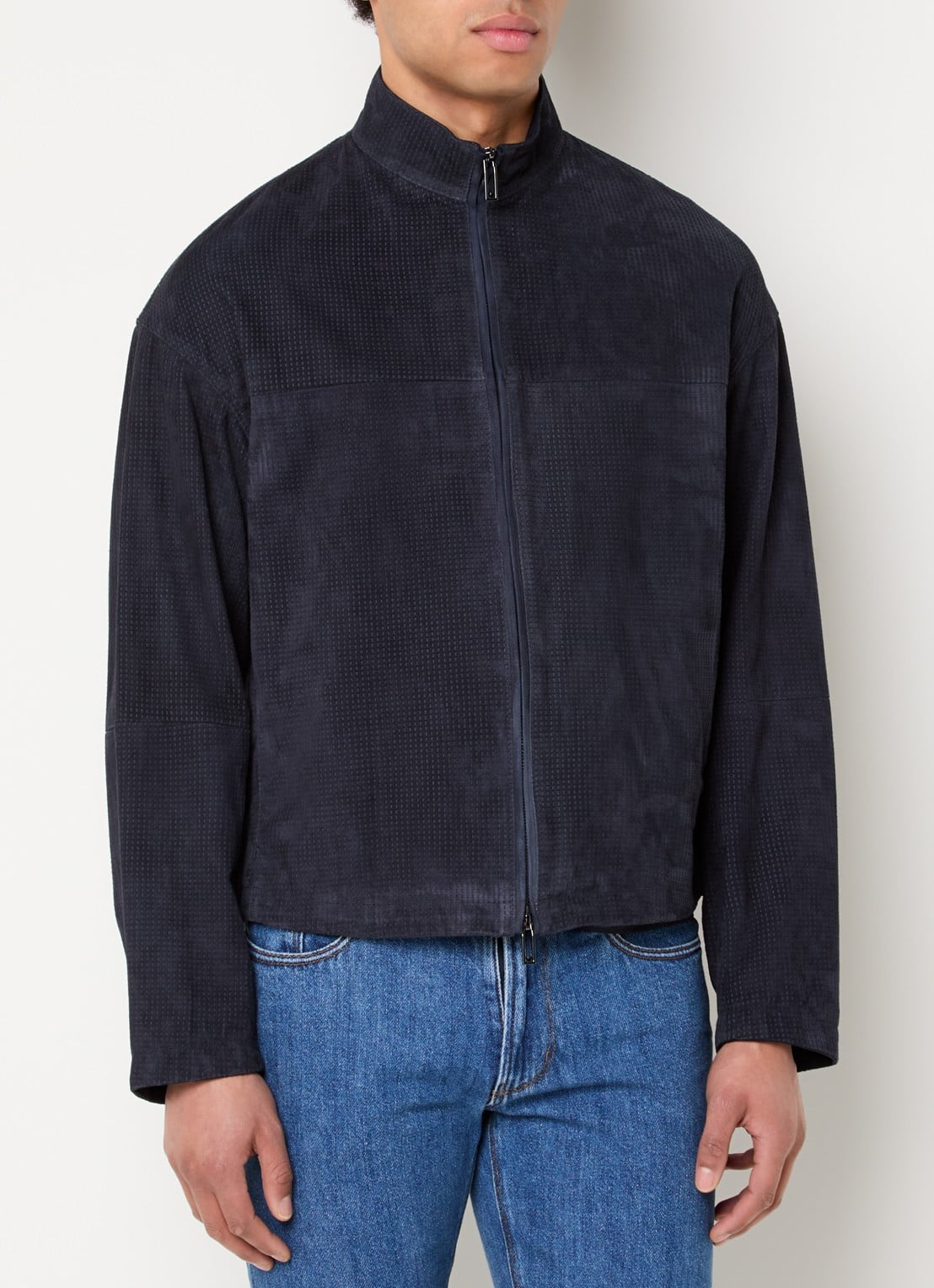 Armani Jack van geitenleer met steekzakken - detail 3 donkerblauw
