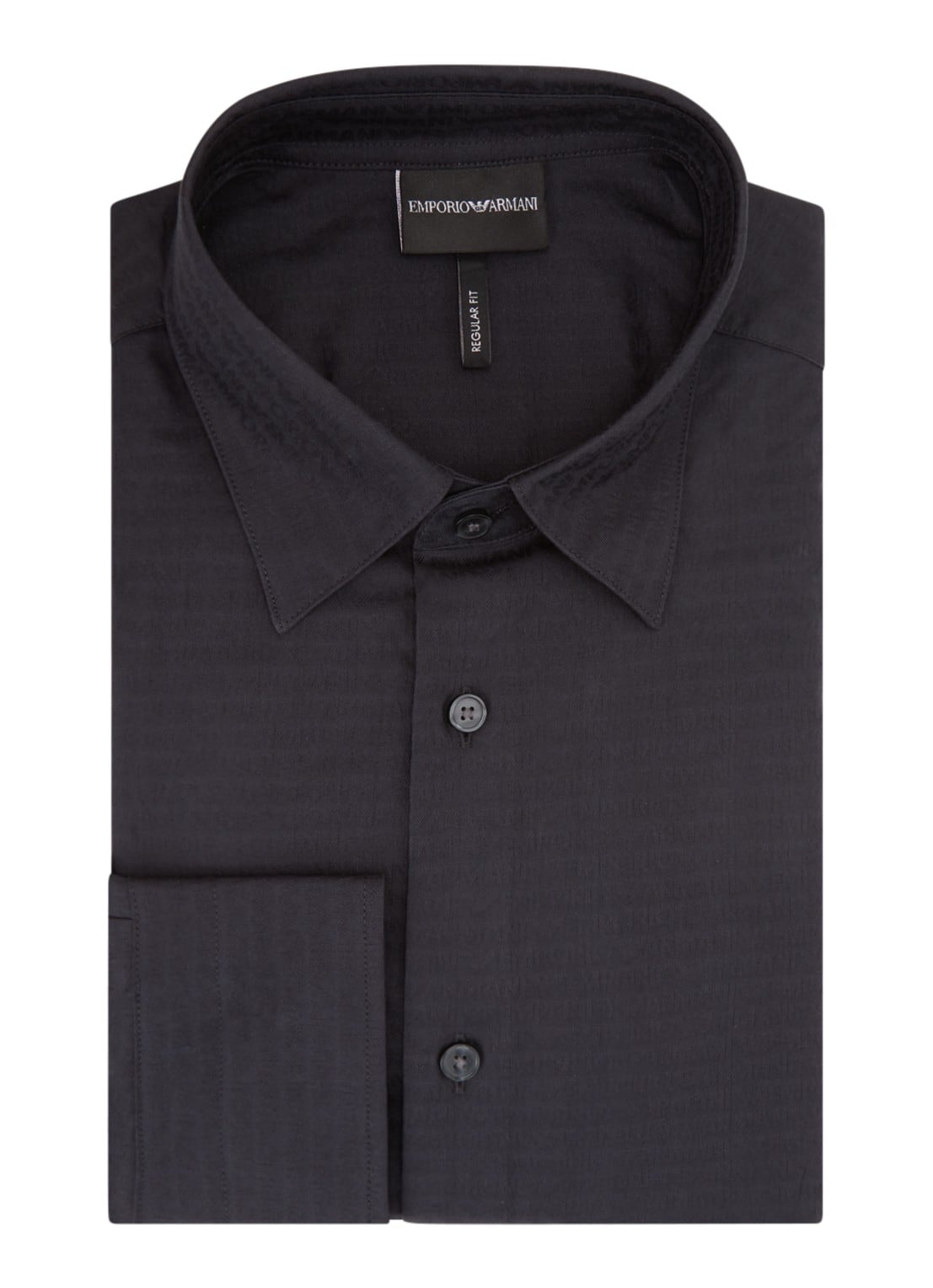 Armani Jacquard overhemd met logoprint  - voorkant zwart