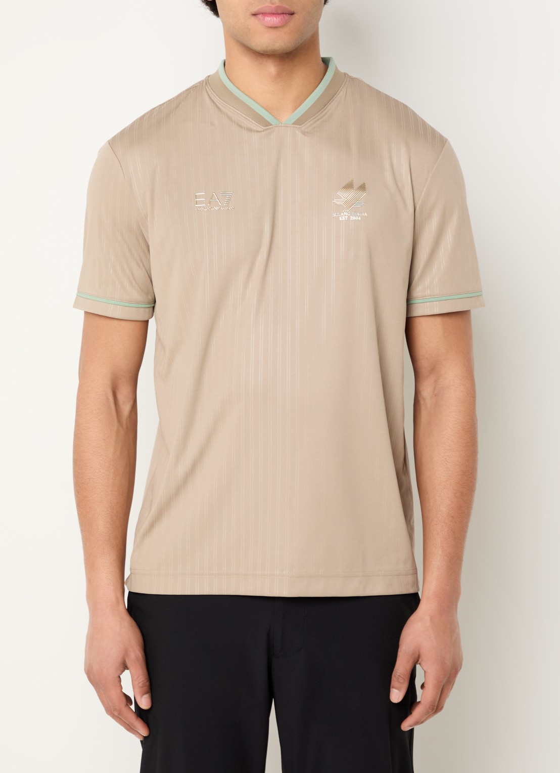 Armani Jersey T-shirt met logo - detail 3 camel