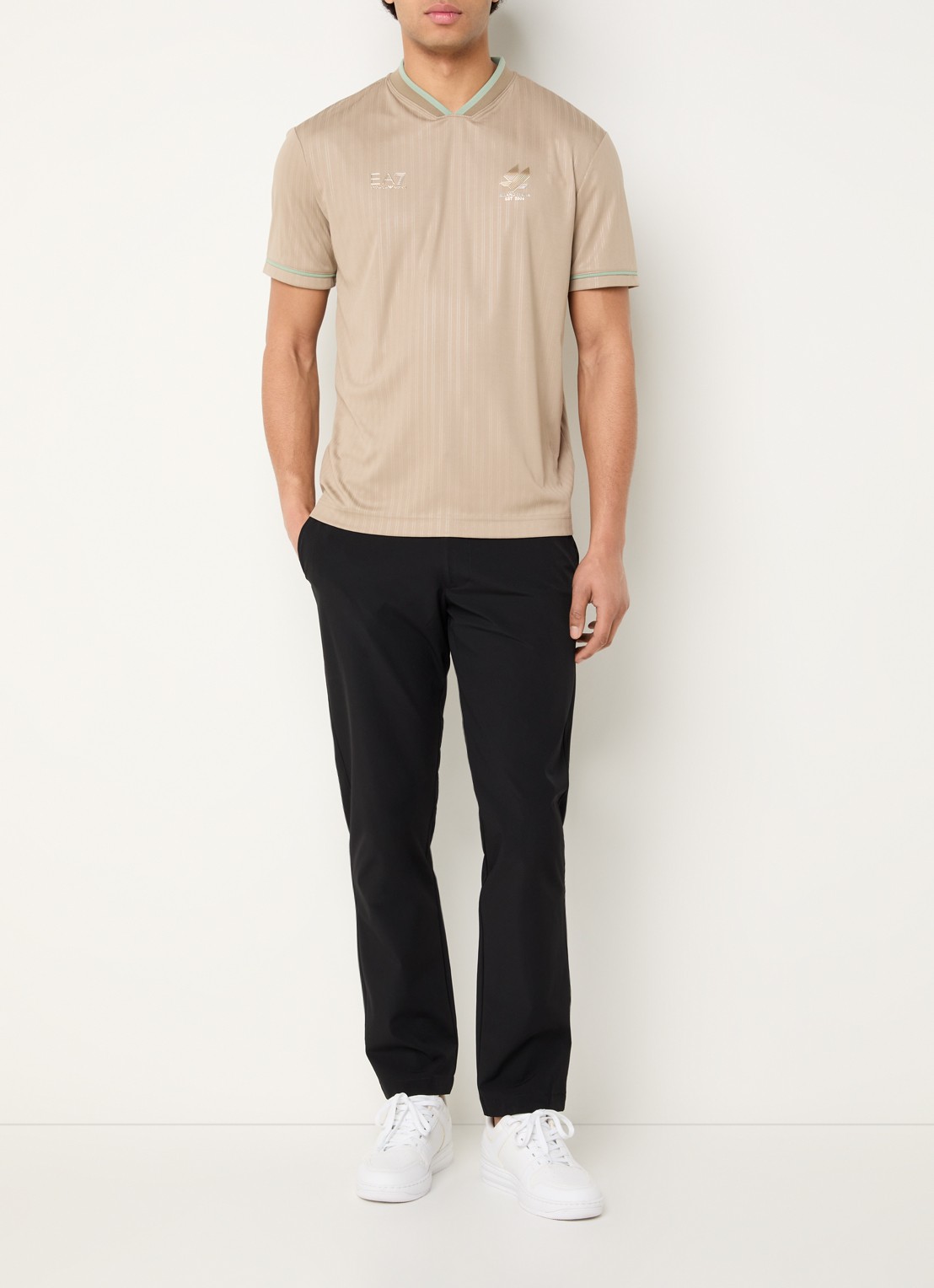 Armani Jersey T-shirt met logo - voorkant 2 camel