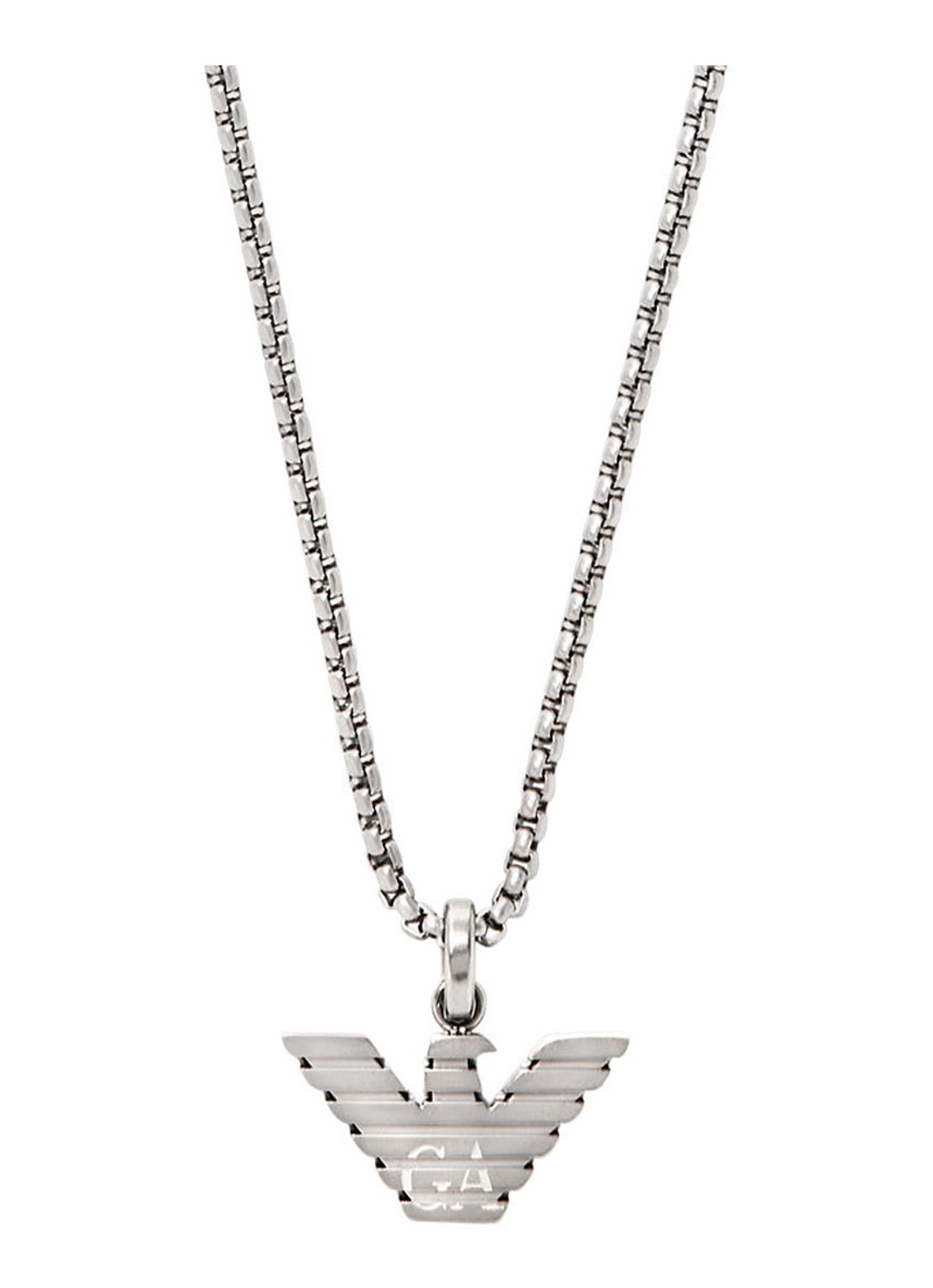 Armani Ketting met logo EGS3169040 - voorkant zilver