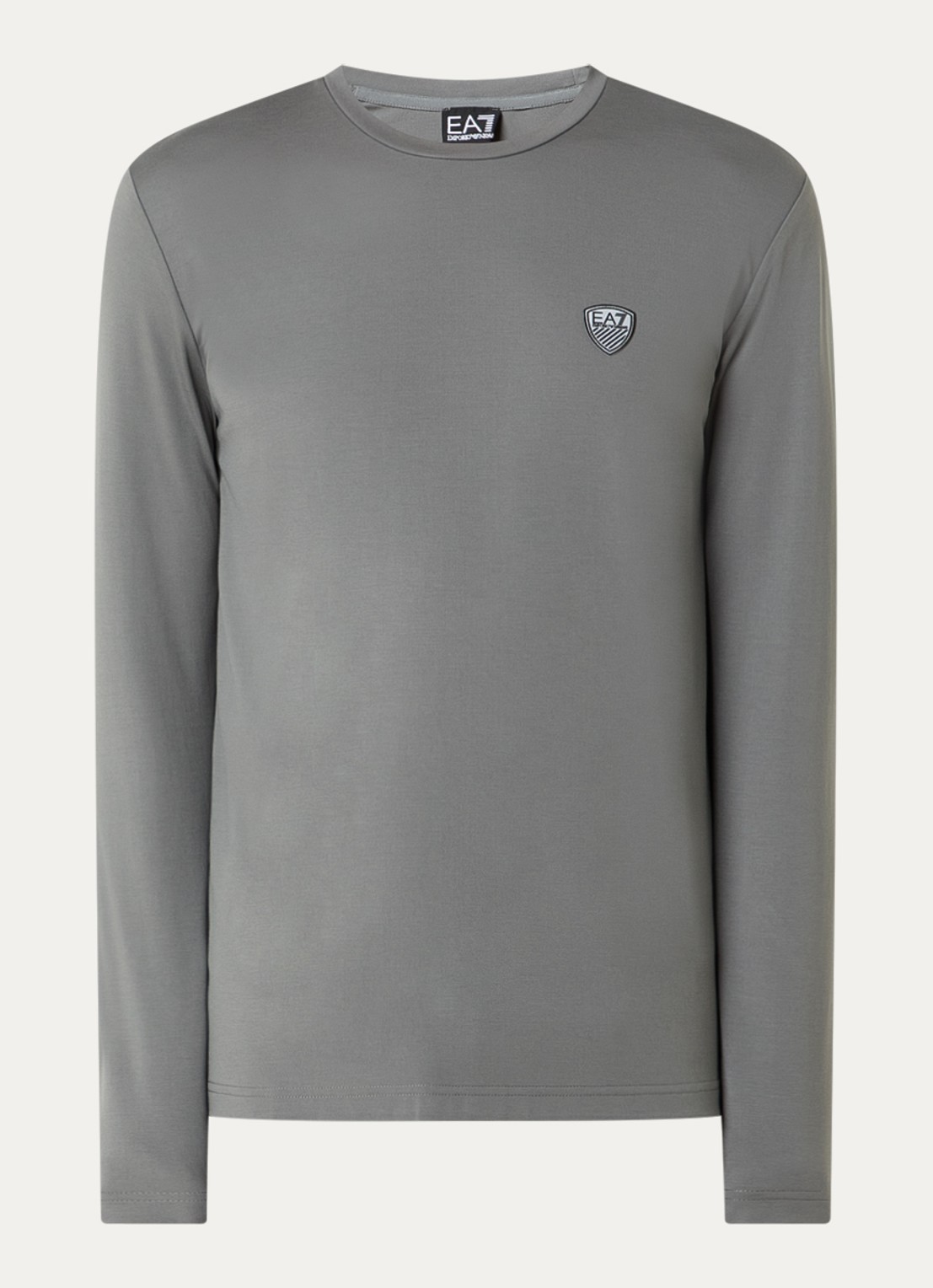 Armani Long sleeve met logopatch - voorkant 3 lichtgrijs
