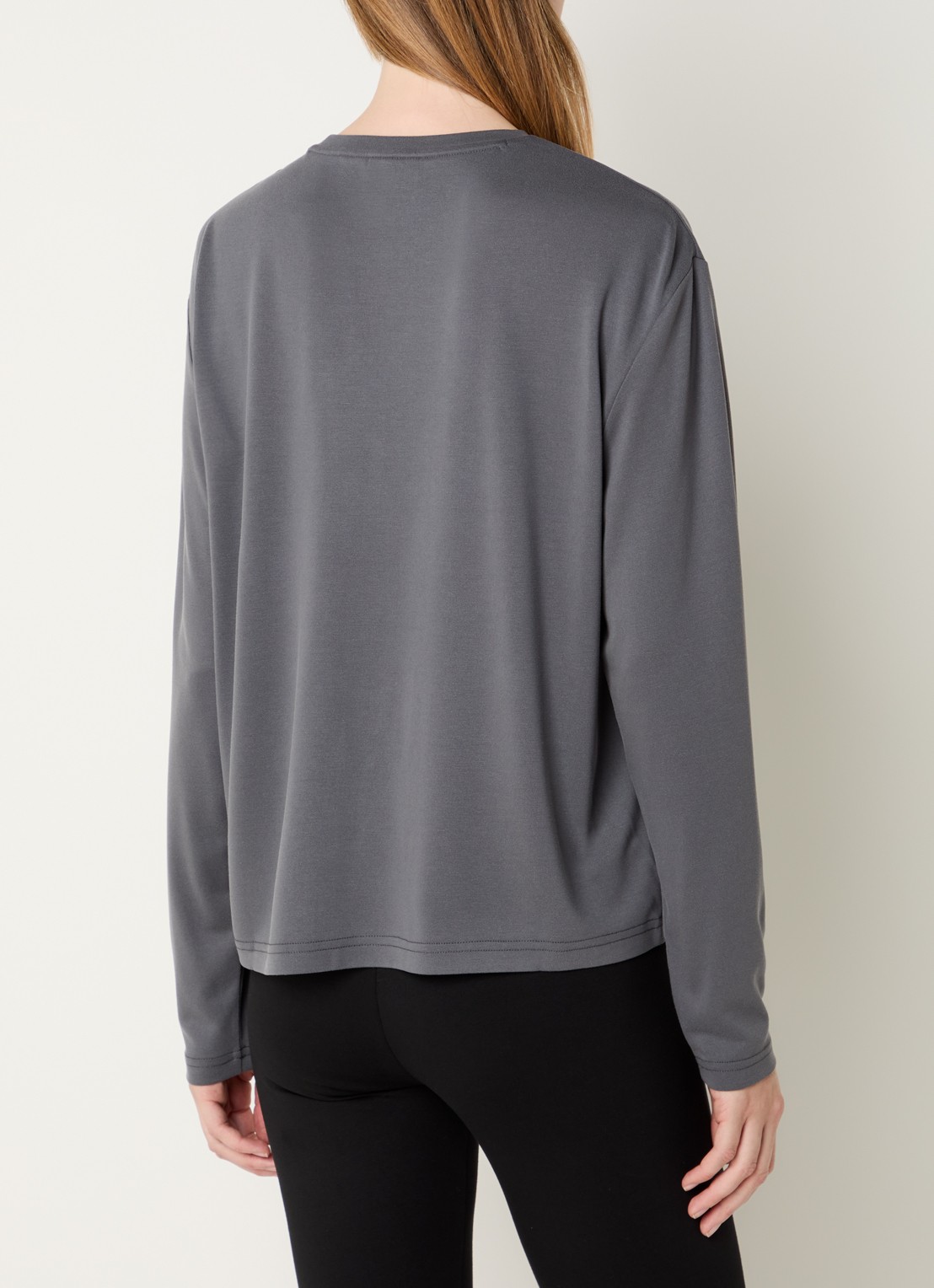 Armani Longsleeve met logo en stretch - achterkant 2 middengrijs