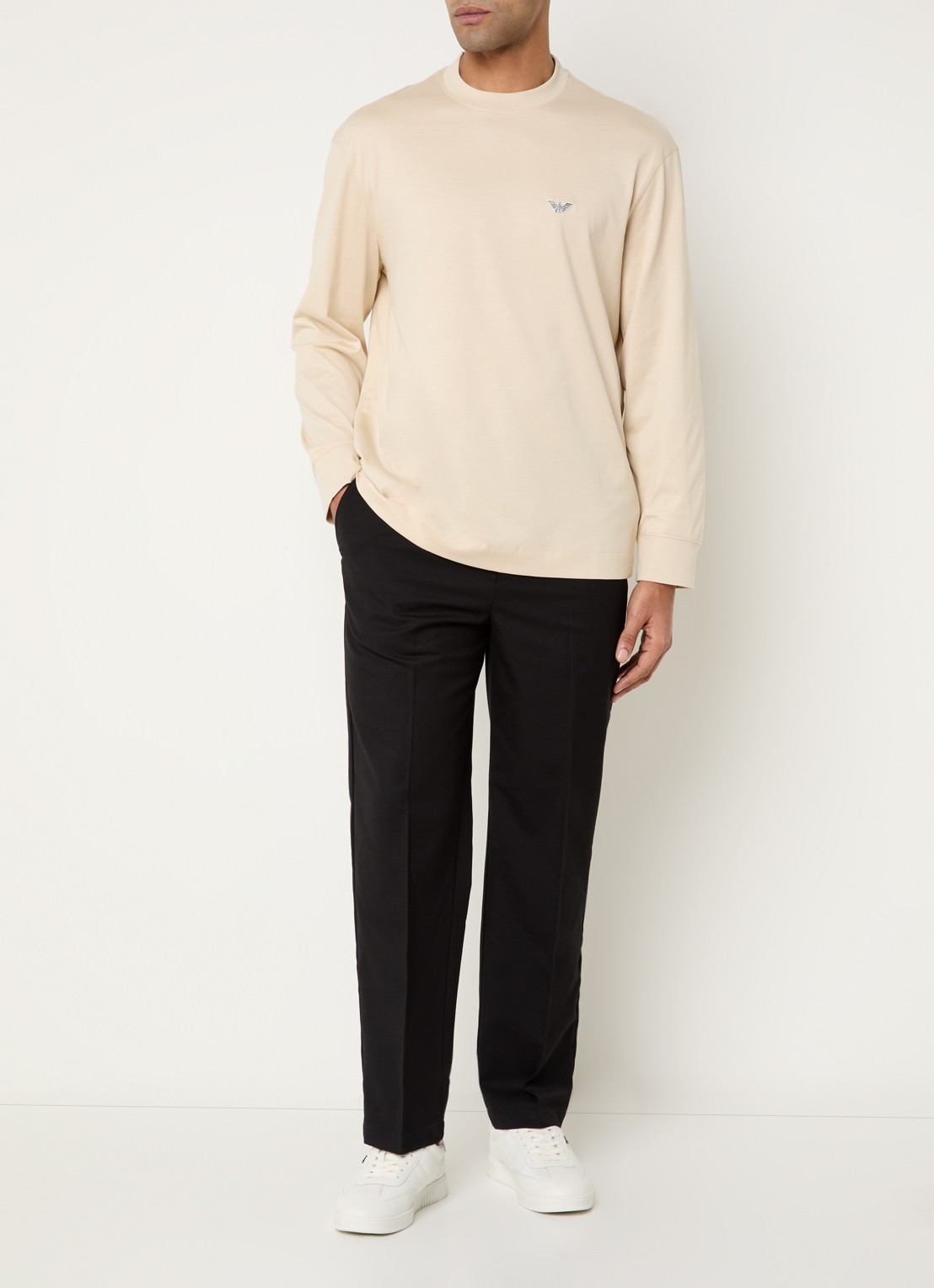 Armani Longsleeve met logo - voorkant 4 beige