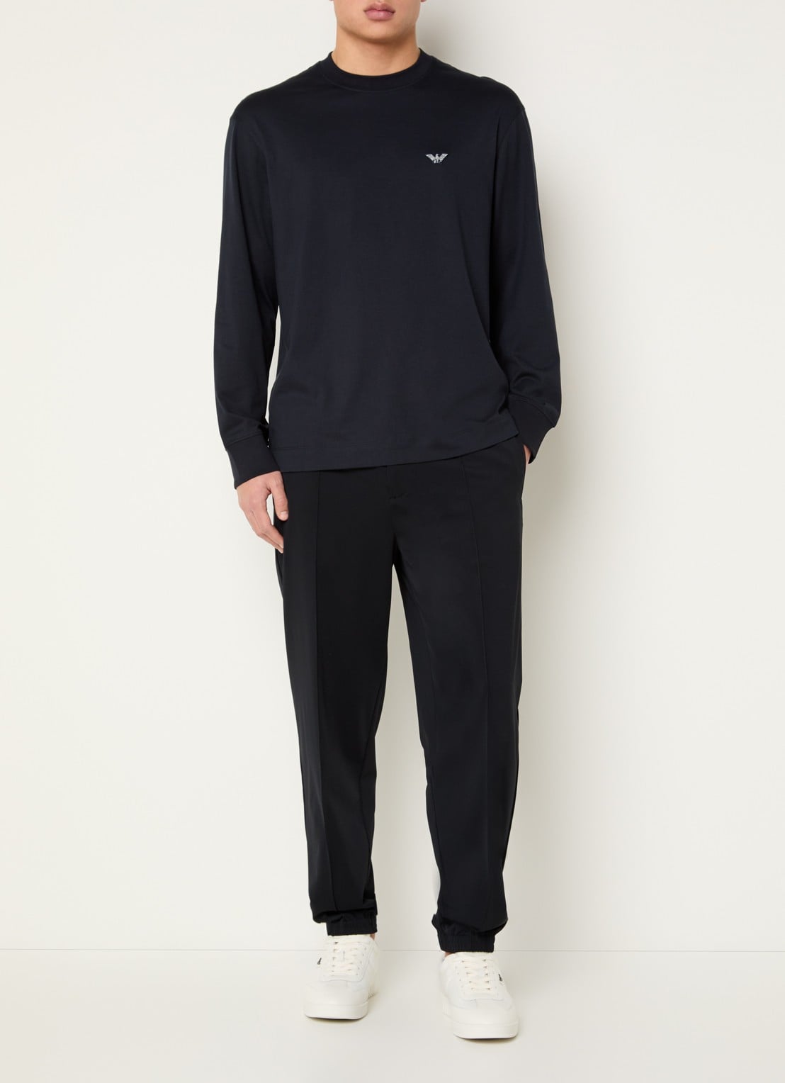 Armani Longsleeve met logo - voorkant 2 donkerblauw