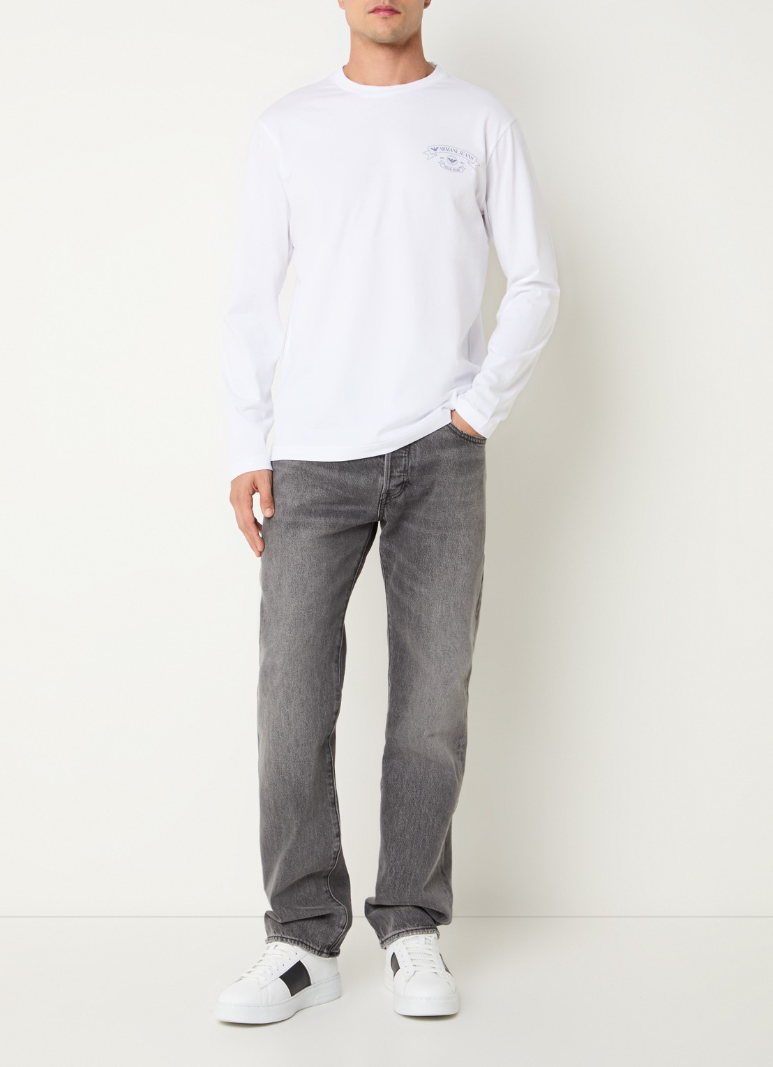 Armani Longsleeve met logoprint - voorkant 4 wit