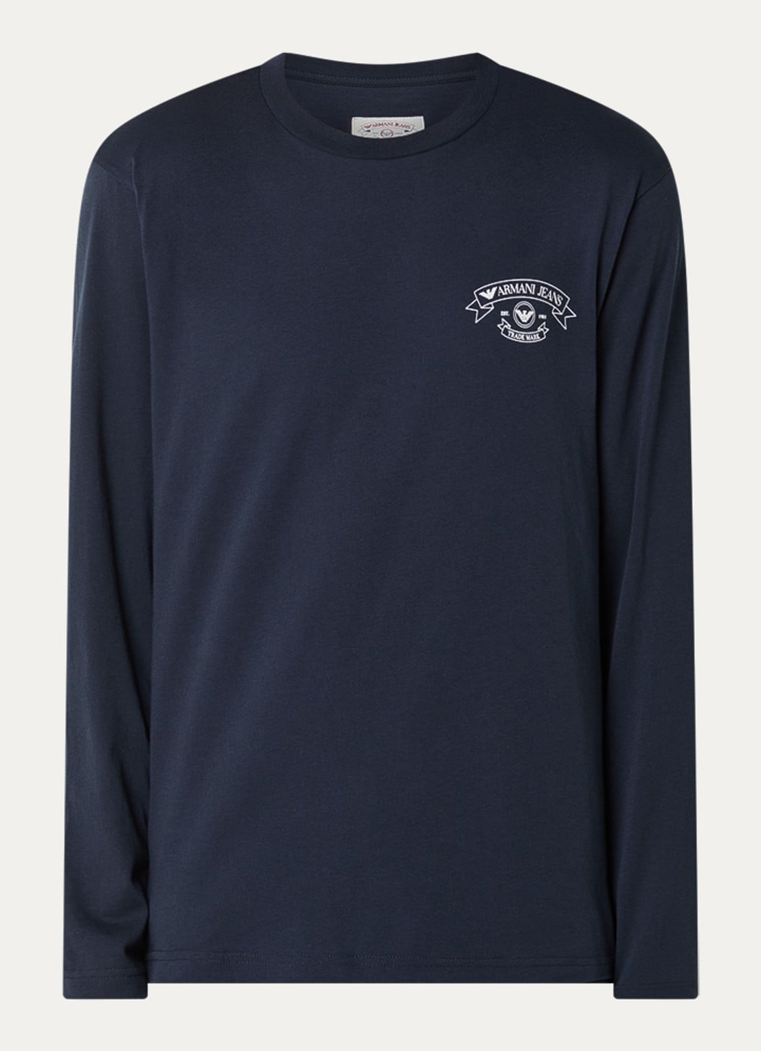 Armani Longsleeve met logoprint - voorkant 2 donkerblauw