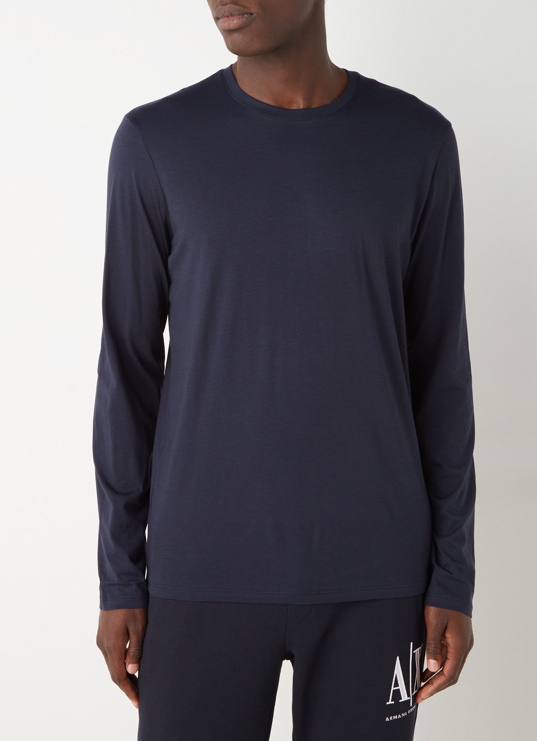 Armani Longsleeve met ronde hals - detail 2 donkerblauw