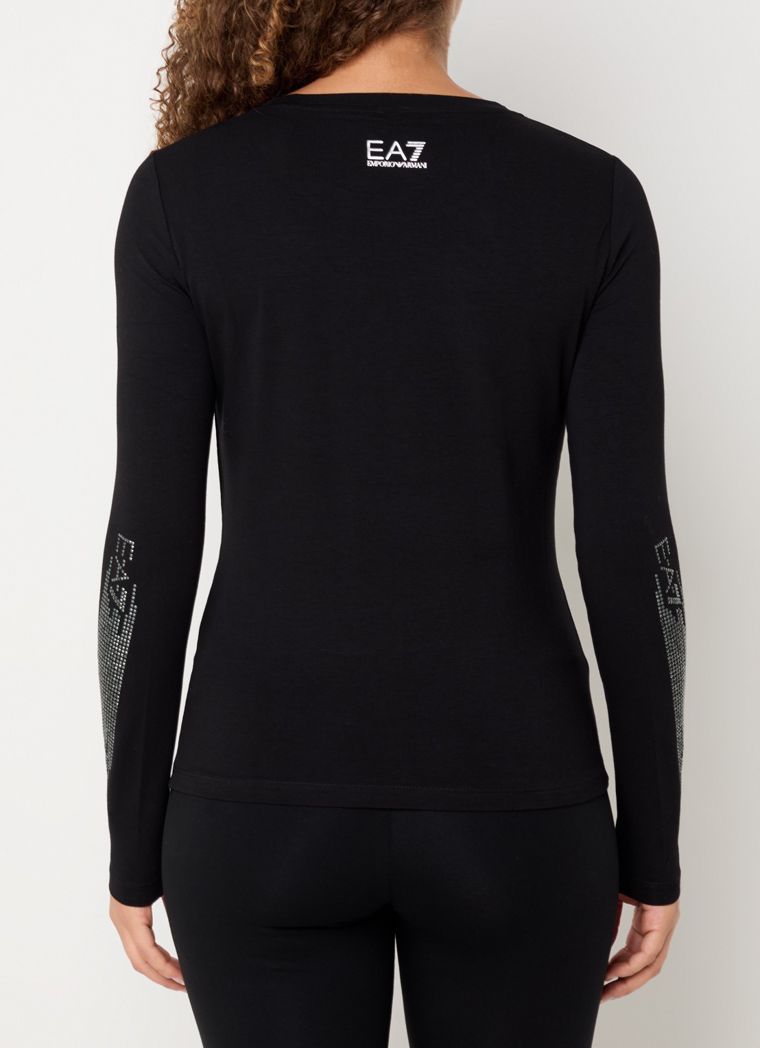 Armani Longsleeve met strass en logo - achterkant zwart