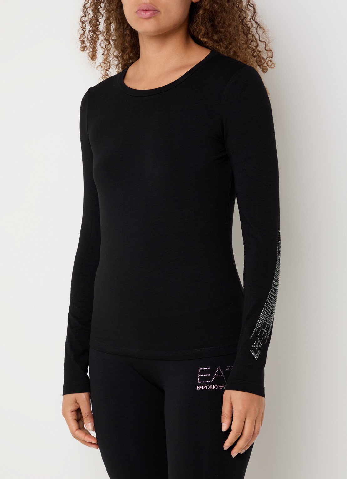 Armani Longsleeve met strass en logo - detail 2 zwart