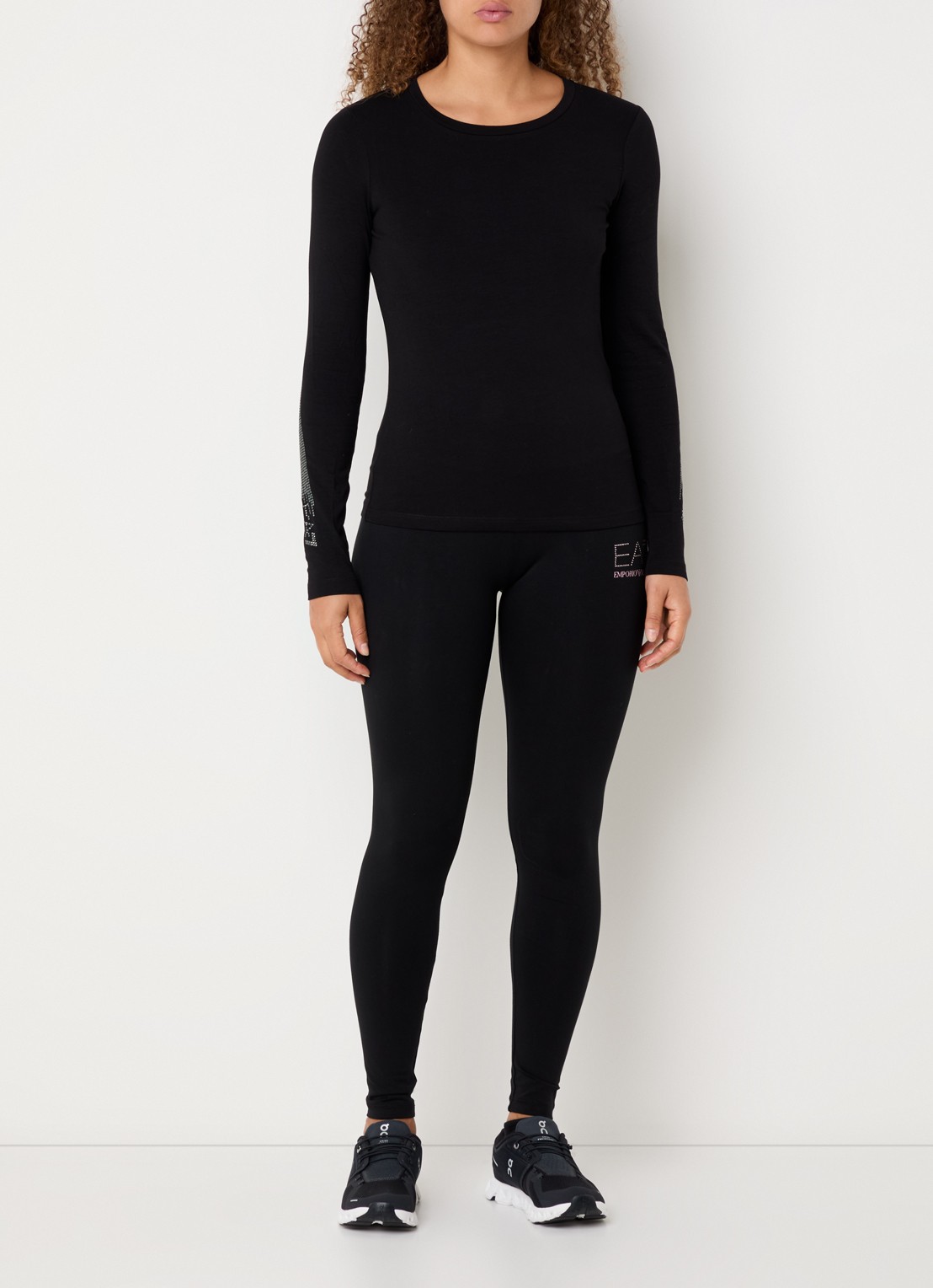 Armani Longsleeve met strass en logo - voorkant 4 zwart
