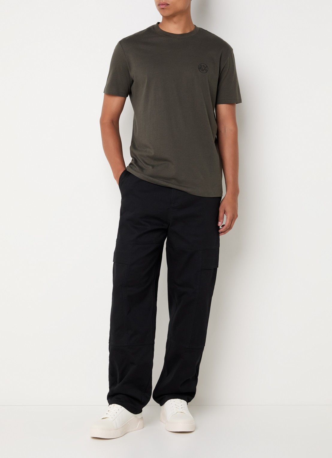 Armani Loose fit cargobroek met klepzakken - voorkant 2 zwart