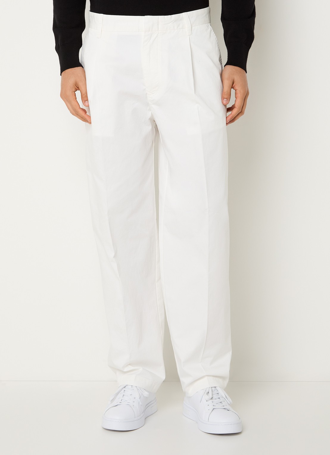 Armani Loose fit chino met steekzakken - detail 4 gebroken wit