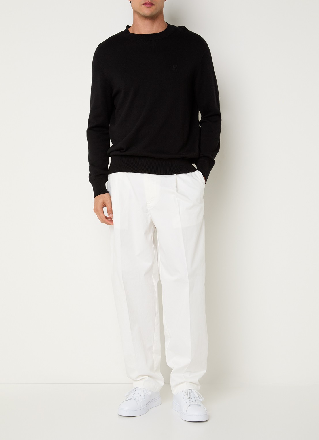 Armani Loose fit chino met steekzakken - voorkant 3 gebroken wit