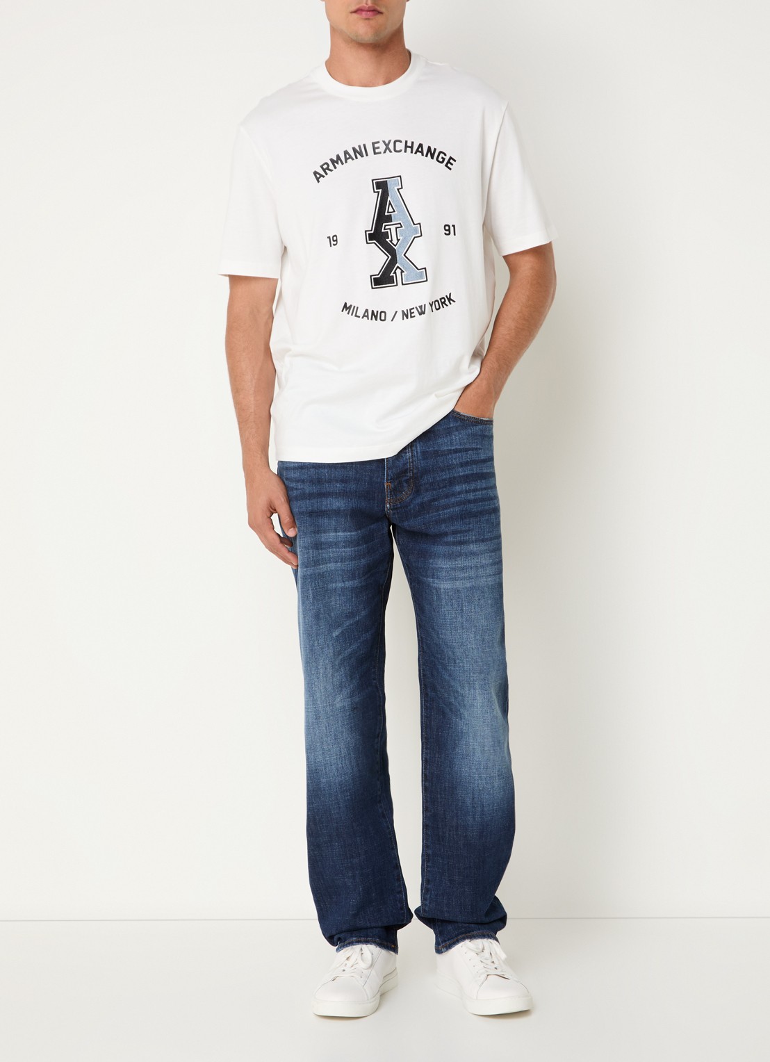 Armani Loose fit jeans met donkere wassing - voorkant 5 indigo