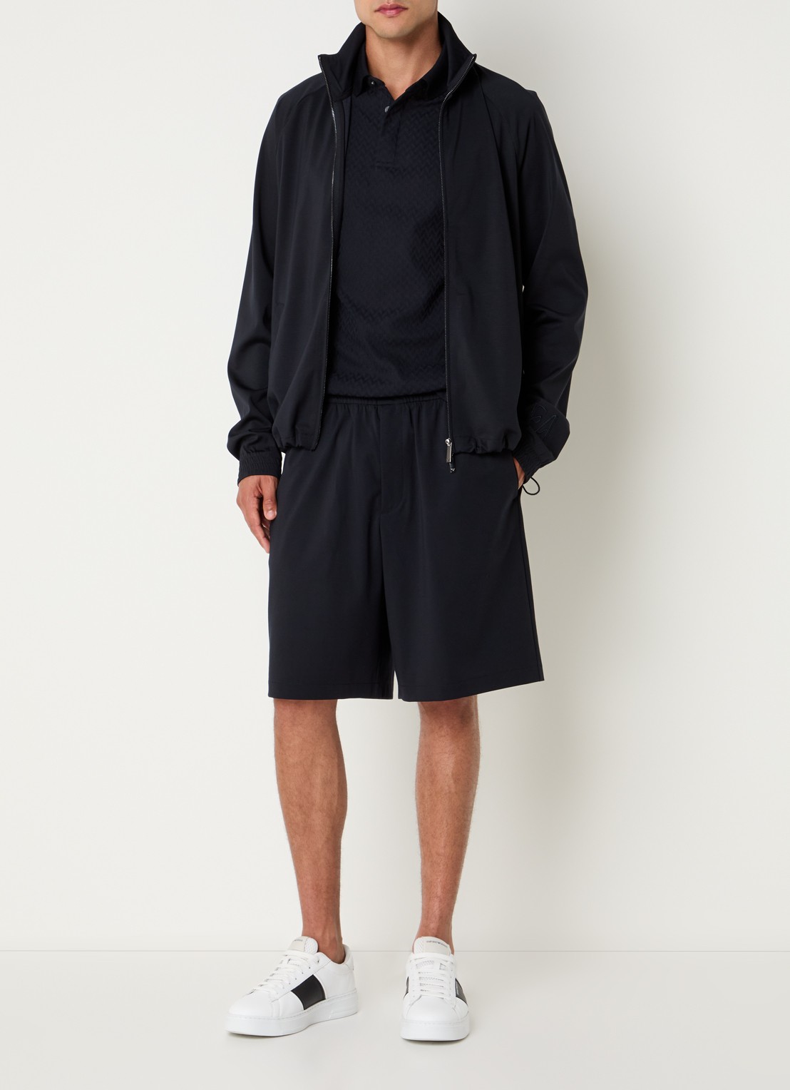 Armani Loose fit korte broek met steekzakken - voorkant 4 donkerblauw