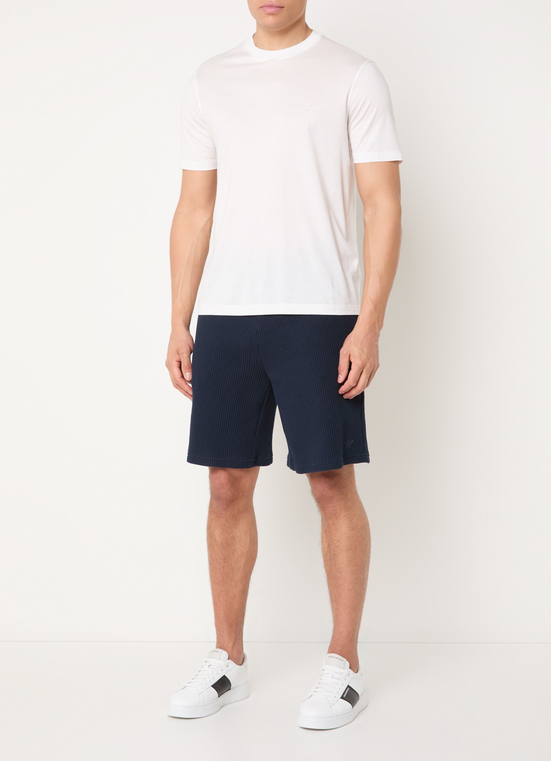 Armani Loose fit korte broek met stretch - voorkant 3 blauw