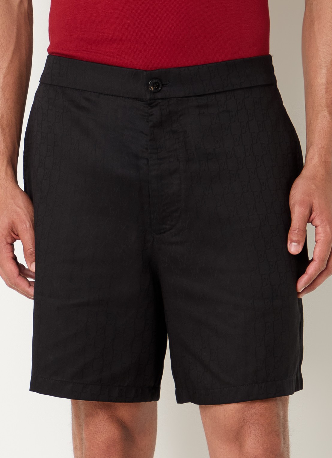 Armani Loose fit korte broek van satijn met logoprint - detail zwart