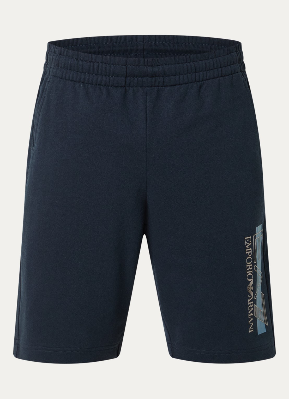 Armani Loose fit korte joggingbroek met logo - voorkant 2 blauw