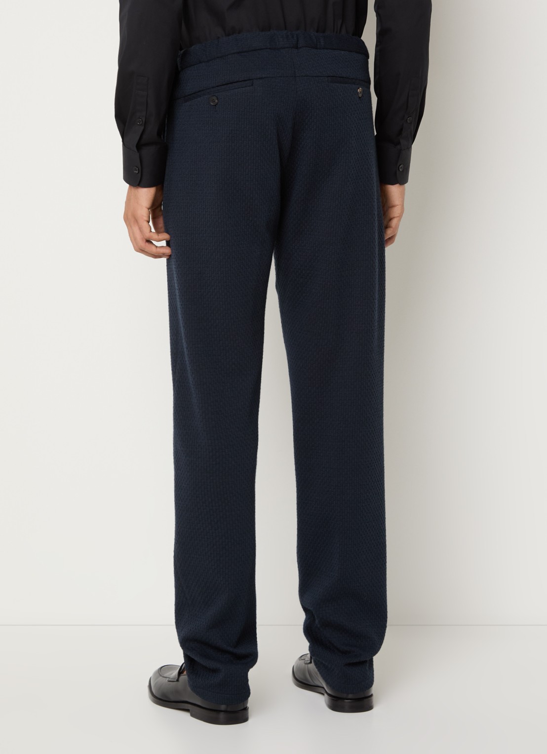 Armani Loose fit pantalon met steekzakken  - achterkant donkerblauw