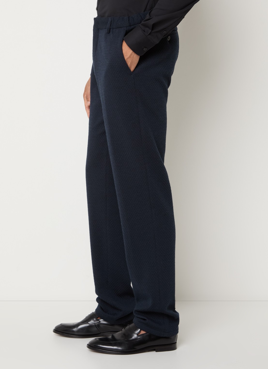 Armani Loose fit pantalon met steekzakken  - detail 5 donkerblauw