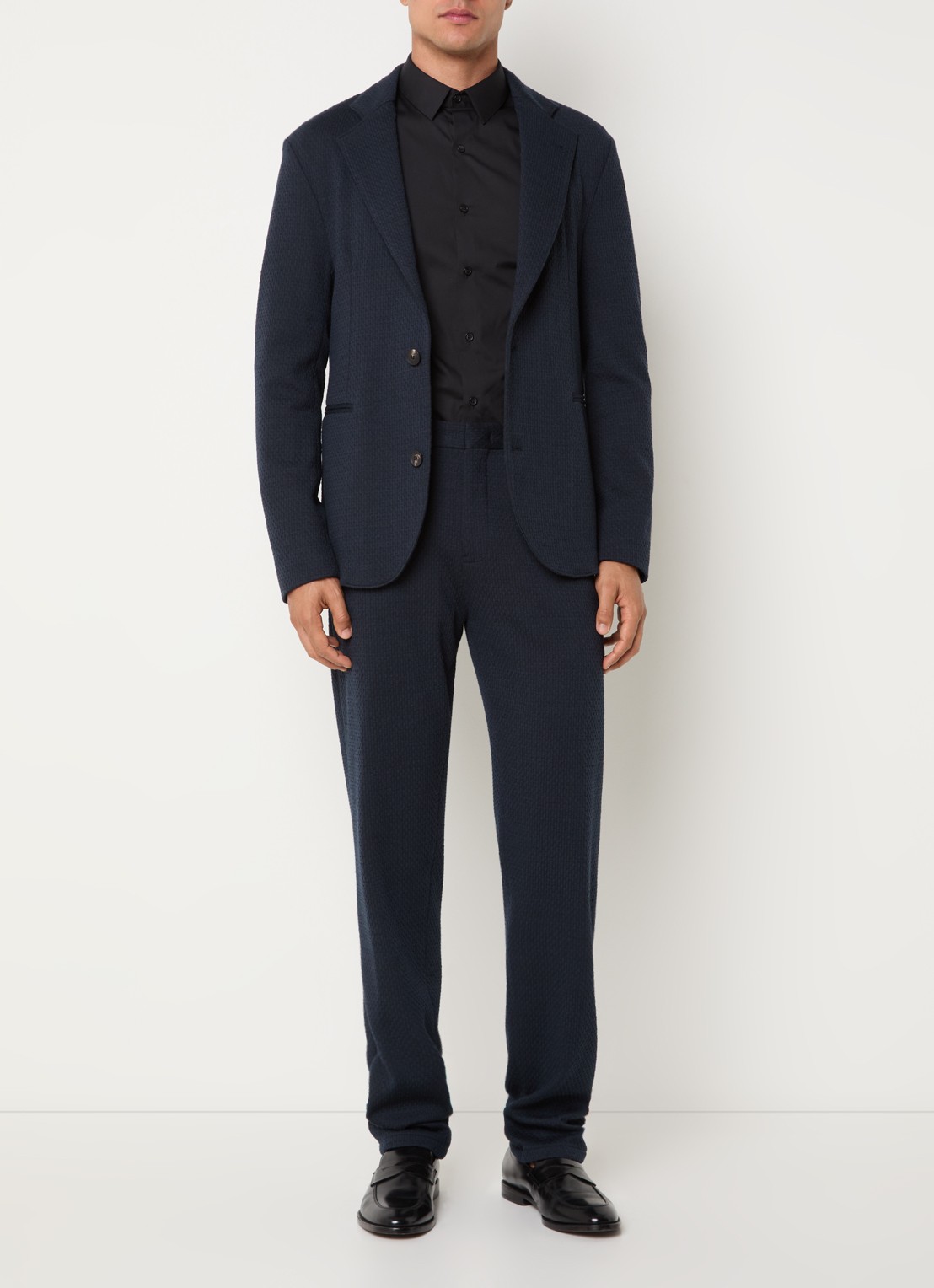 Armani Loose fit pantalon met steekzakken  - voorkant 3 donkerblauw