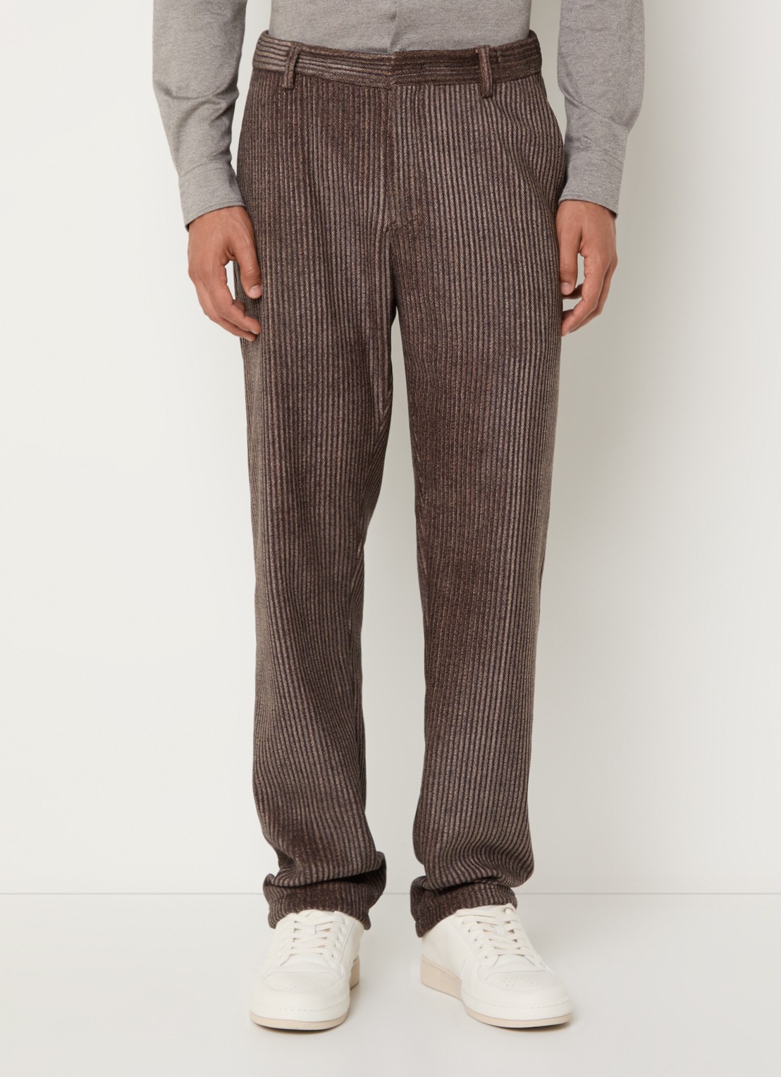 Armani Loose fit pantalon met steekzakken  - detail lichtbruin