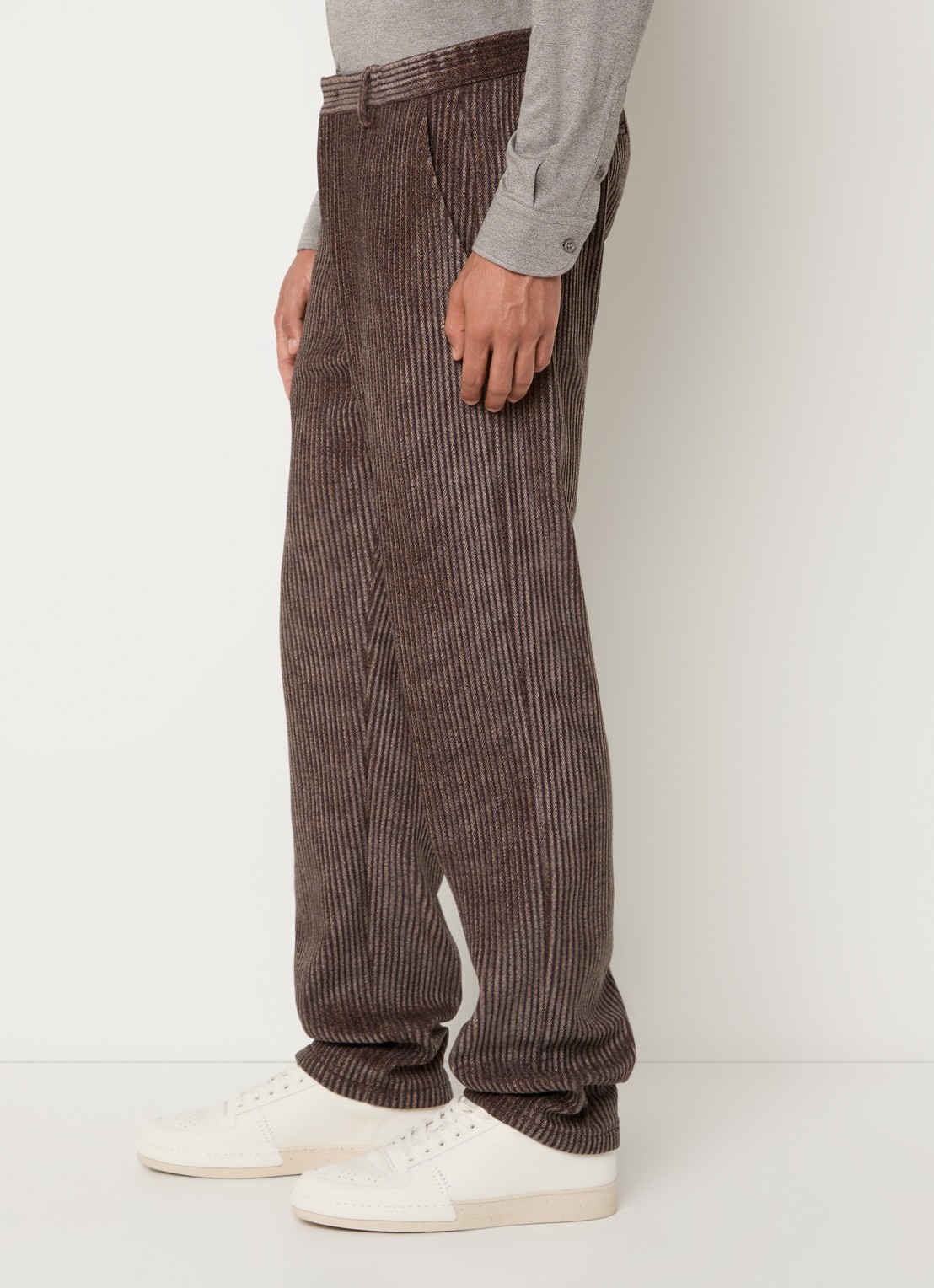 Armani Loose fit pantalon met steekzakken  - detail 2 lichtbruin