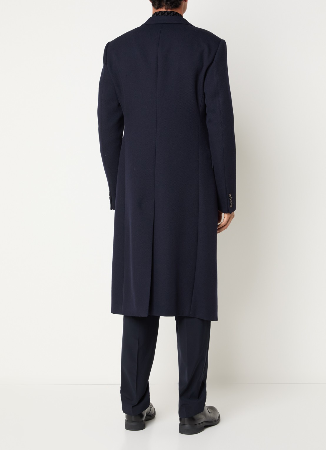 Armani Mantel van wol met steekzakken - achterkant 3 donkerblauw