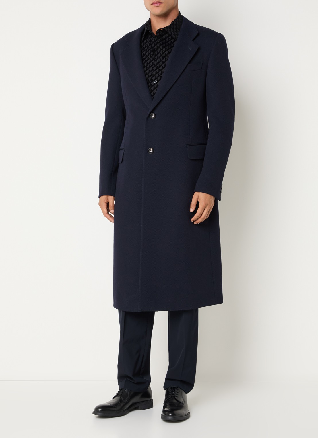 Armani Mantel van wol met steekzakken - detail 4 donkerblauw