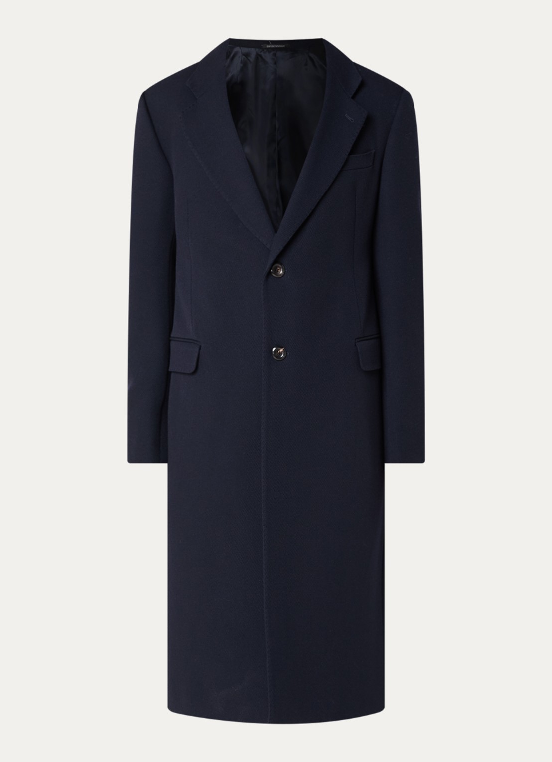 Armani Mantel van wol met steekzakken - voorkant donkerblauw