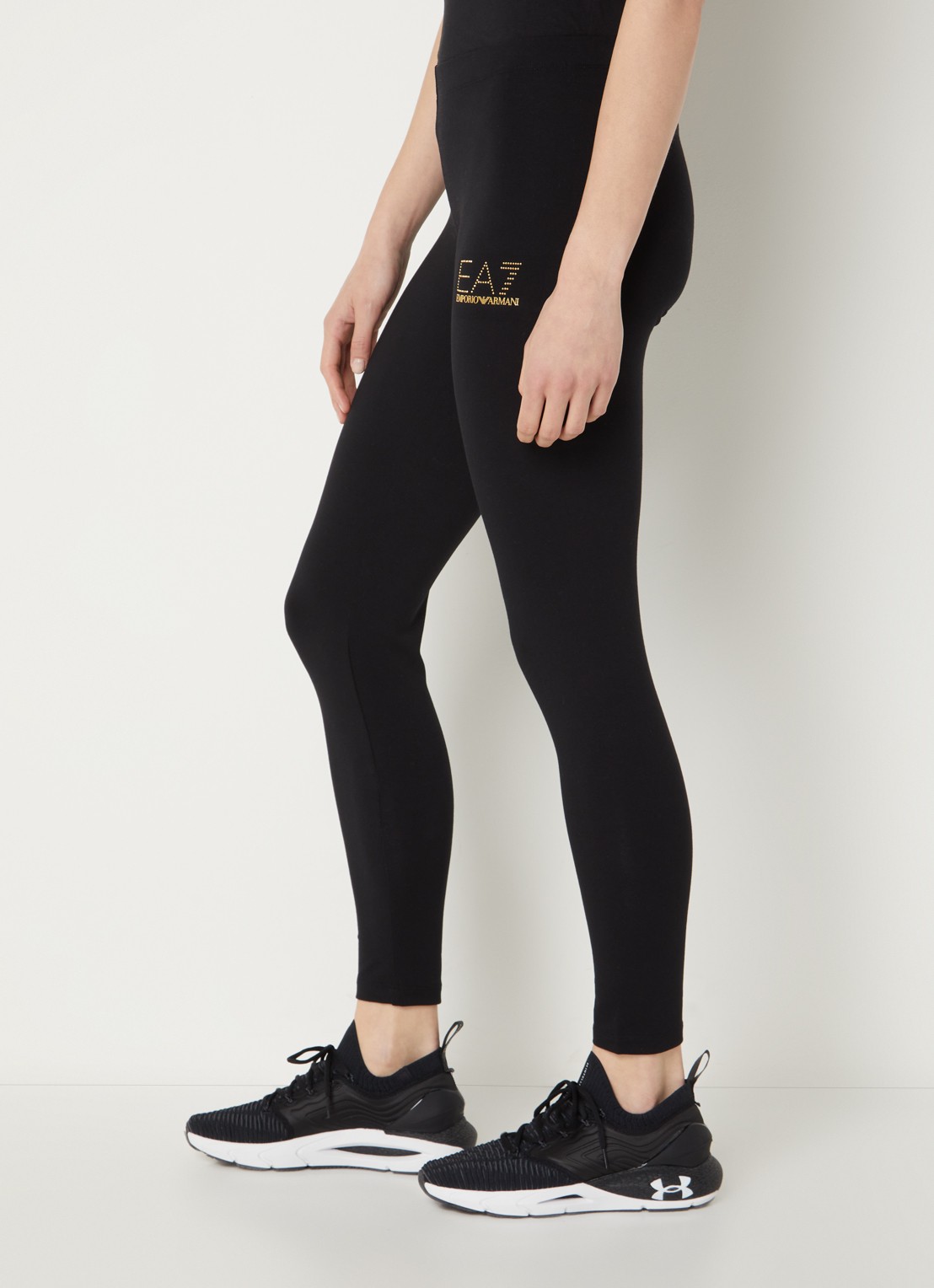 Armani Mid waist cropped trainingslegging met logoprint - detail 3 zwart
