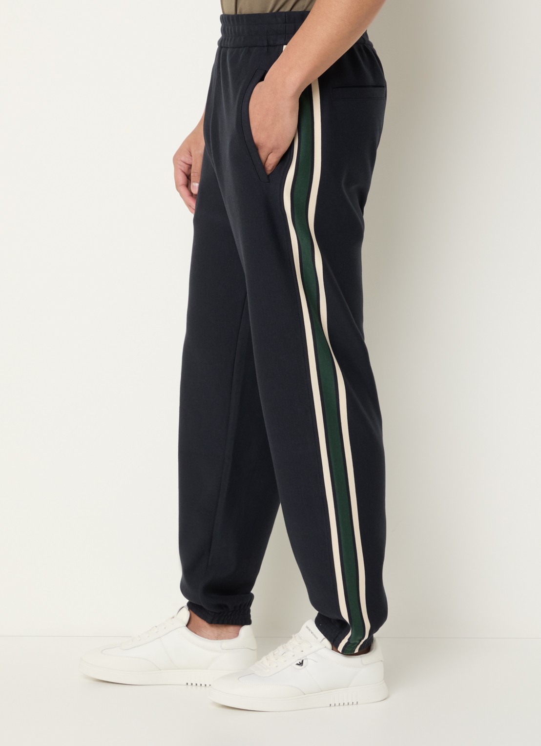 Armani Mid waist tapered fit joggingbroek - detail 2 donkerblauw