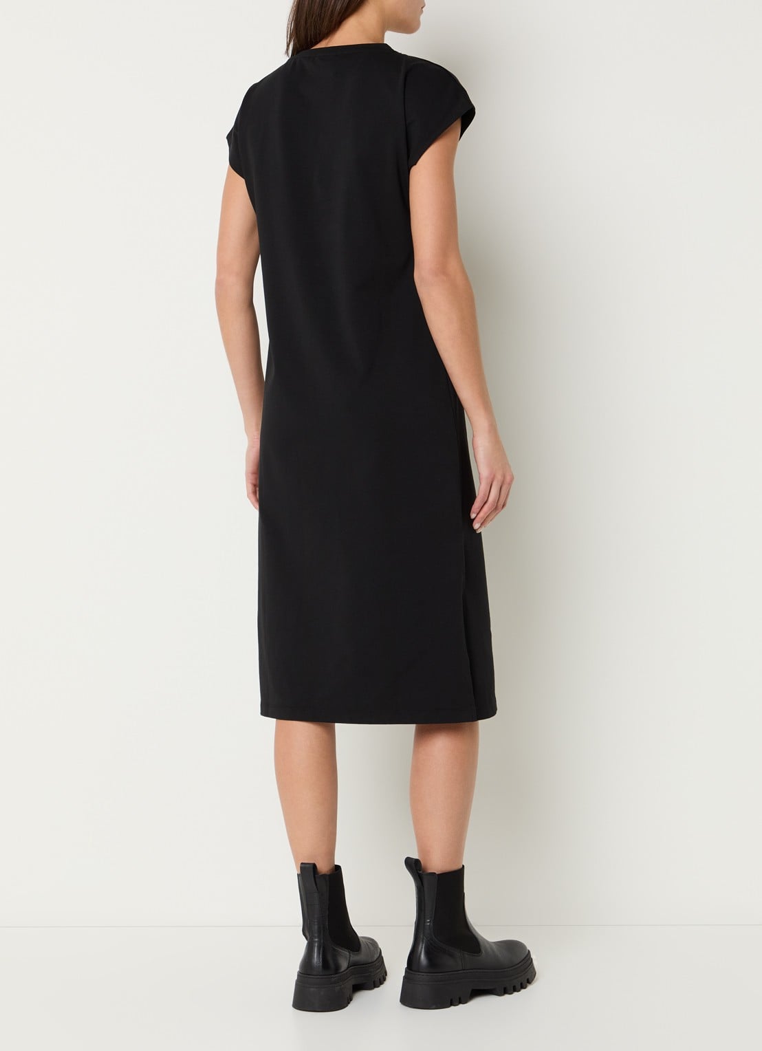 Armani Midi jurk met logo en strass - achterkant 4 zwart