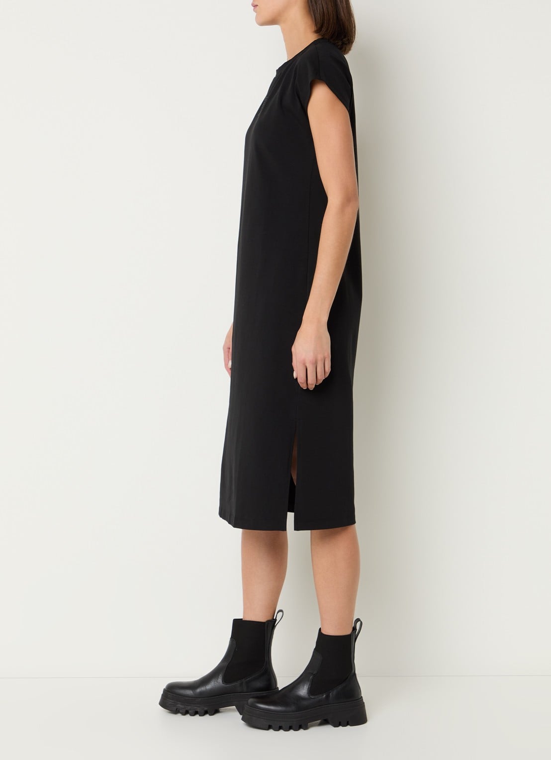 Armani Midi jurk met logo en strass - voorkant 3 zwart