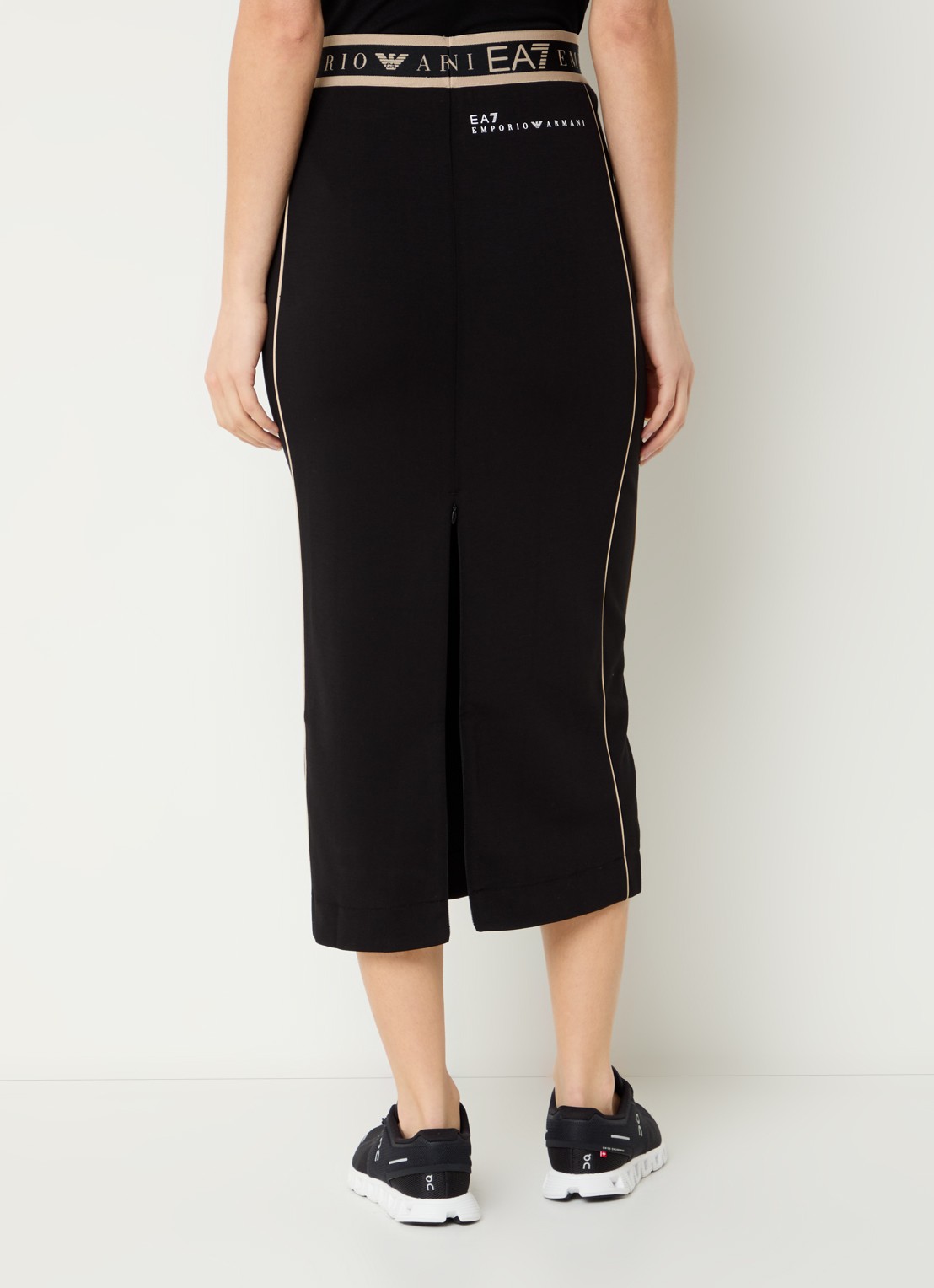 Armani Midi kokerrok met logoband - achterkant 4 zwart