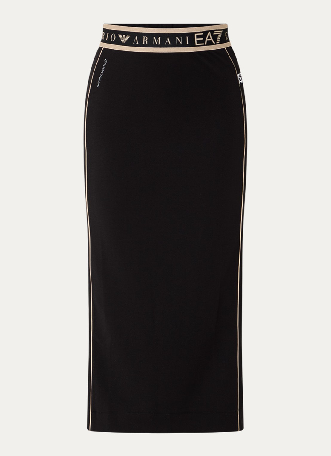 Armani Midi kokerrok met logoband - voorkant 2 zwart