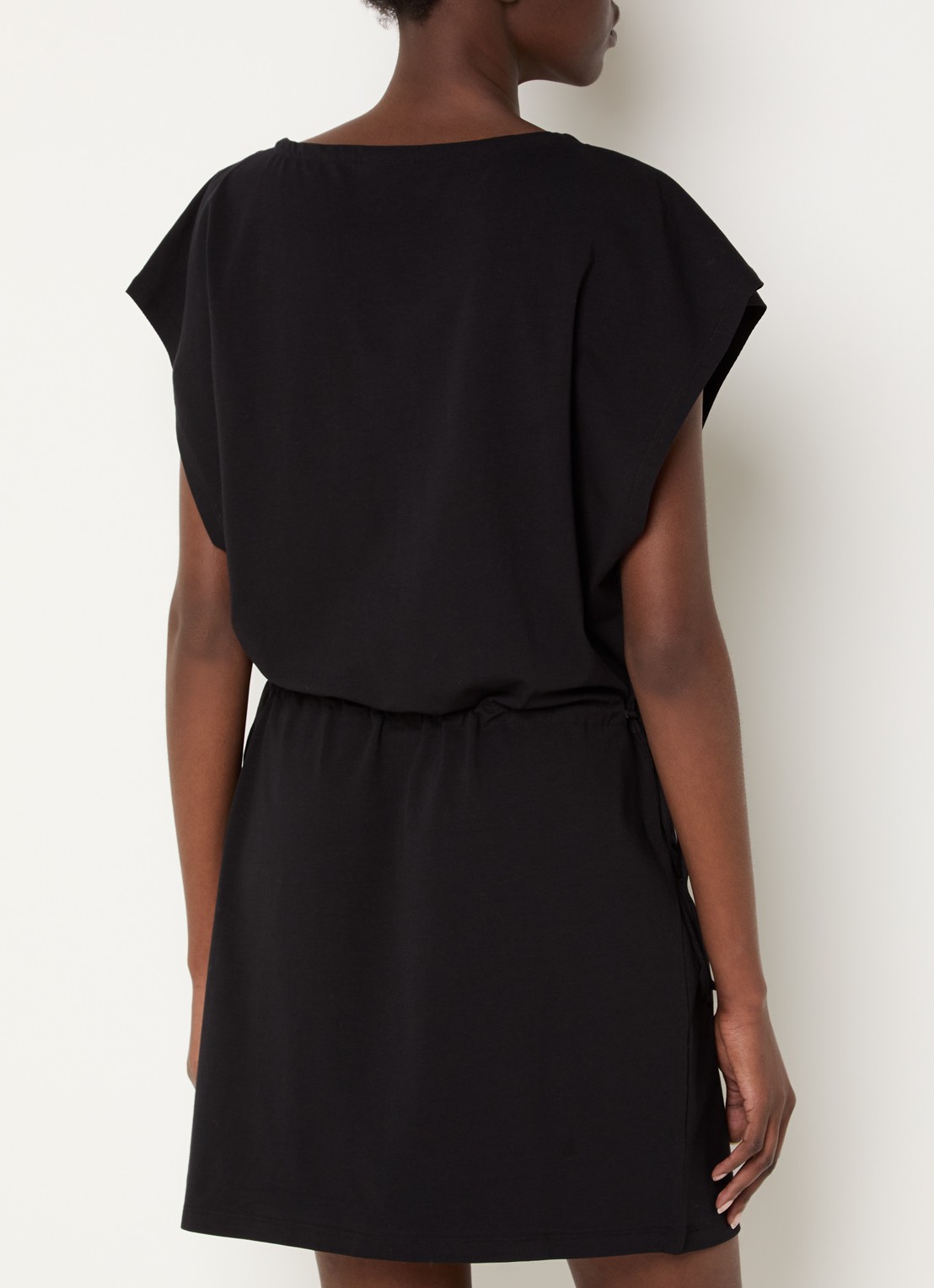 Armani Mini T-shirt jurk met logoprint en trekkoord - achterkant zwart