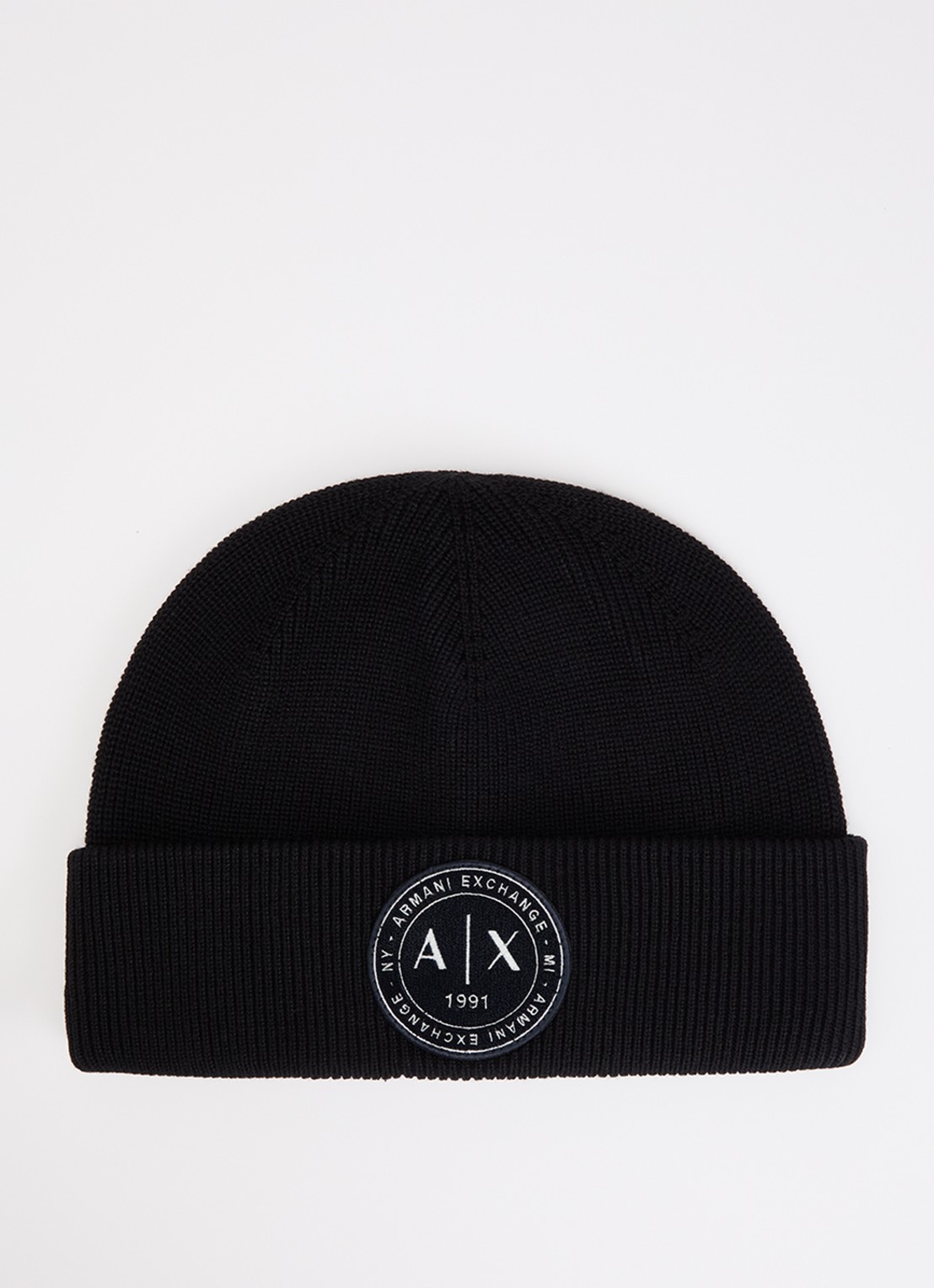Armani Muts in scheerwolblend met logo - voorkant zwart