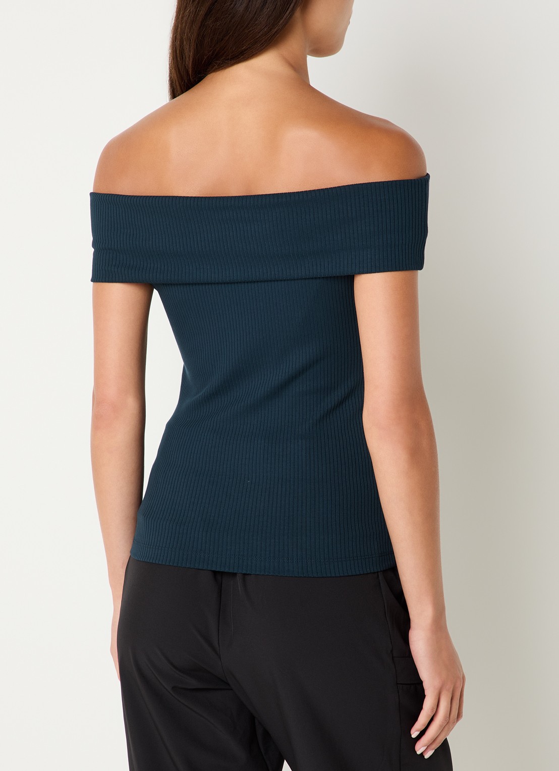 Armani Off Shoulder top met logo - achterkant 2 donkerblauw
