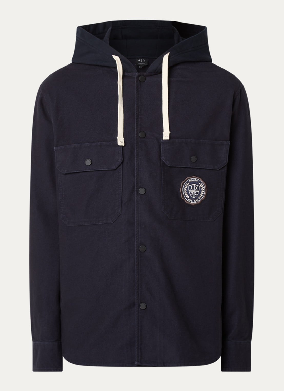 Armani Overshirt met logo en capuchon - voorkant 2 donkerblauw