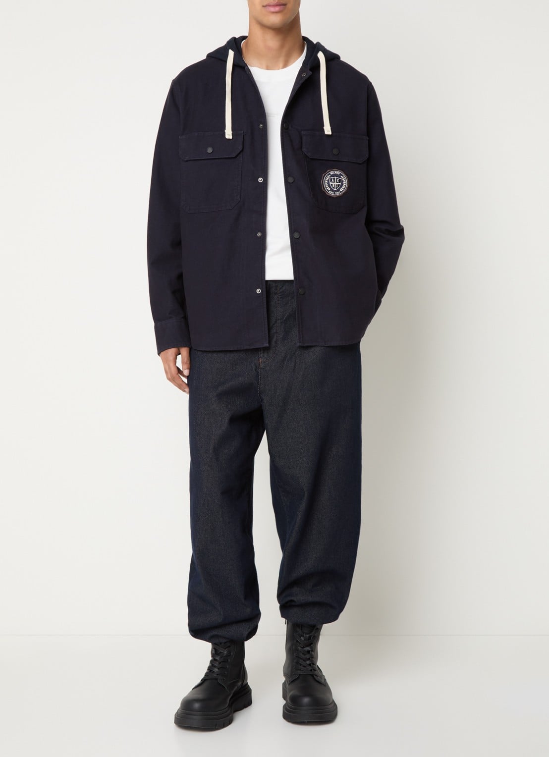 Armani Overshirt met logo en capuchon - voorkant 3 donkerblauw