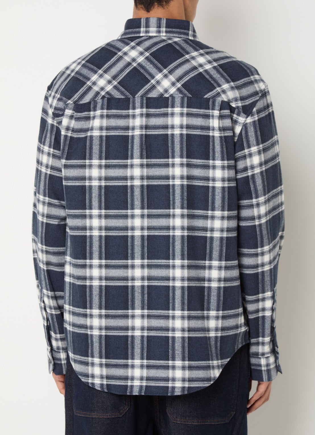 Armani Overshirt met logo en ruitdessin - achterkant 2 indigo