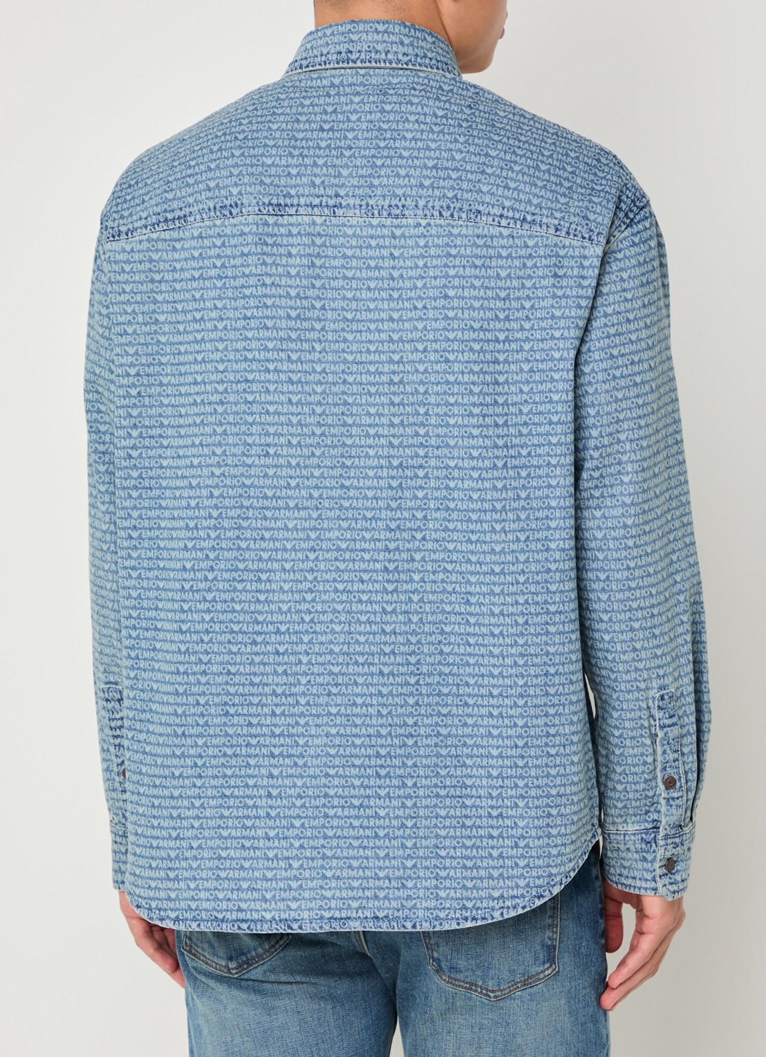 Armani Overshirt van denim met logoprint - achterkant 4 indigo