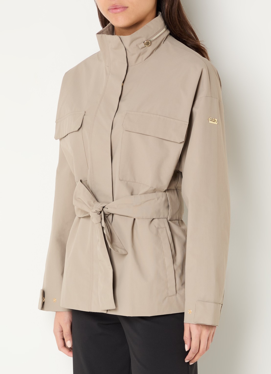 Armani Parka met opbergbare capuchon en klepzakken - detail 2 donkerbeige