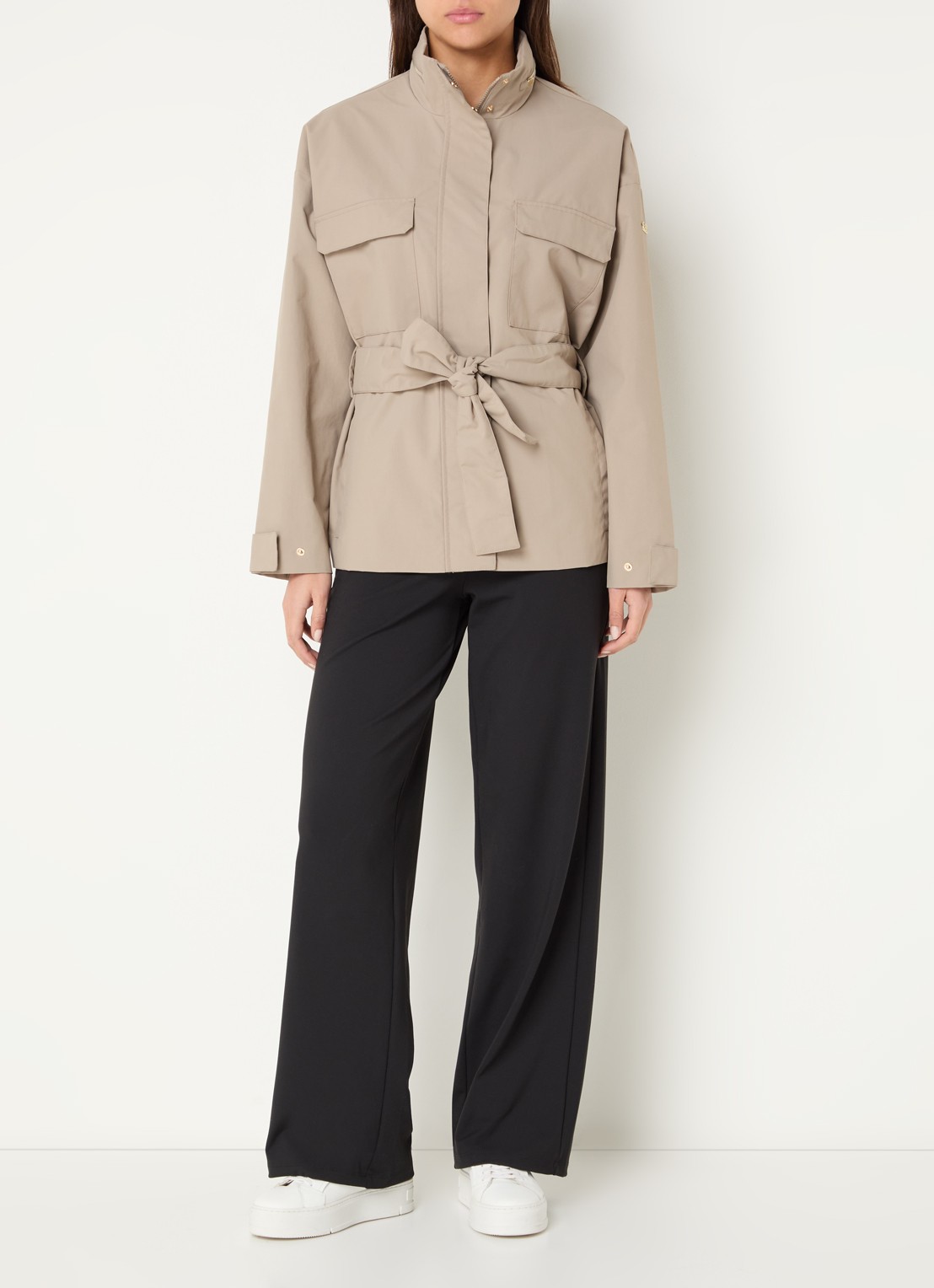 Armani Parka met opbergbare capuchon en klepzakken - voorkant 4 donkerbeige