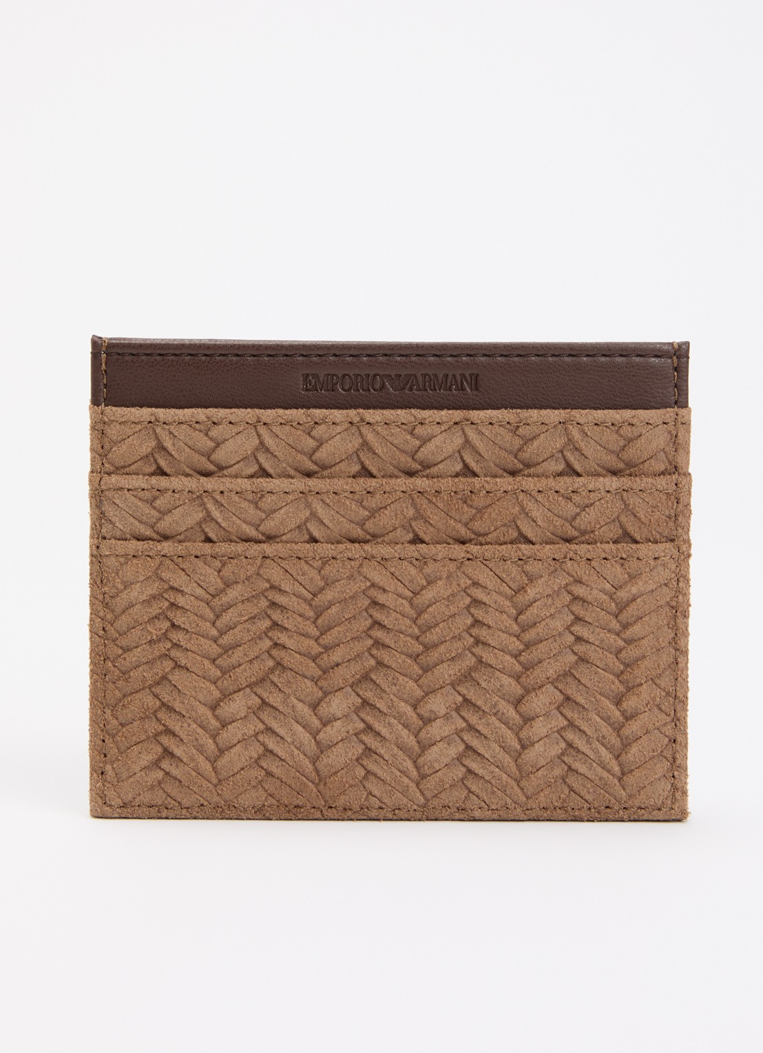 Armani Pasjeshouder met leren details en logo - detail bruin