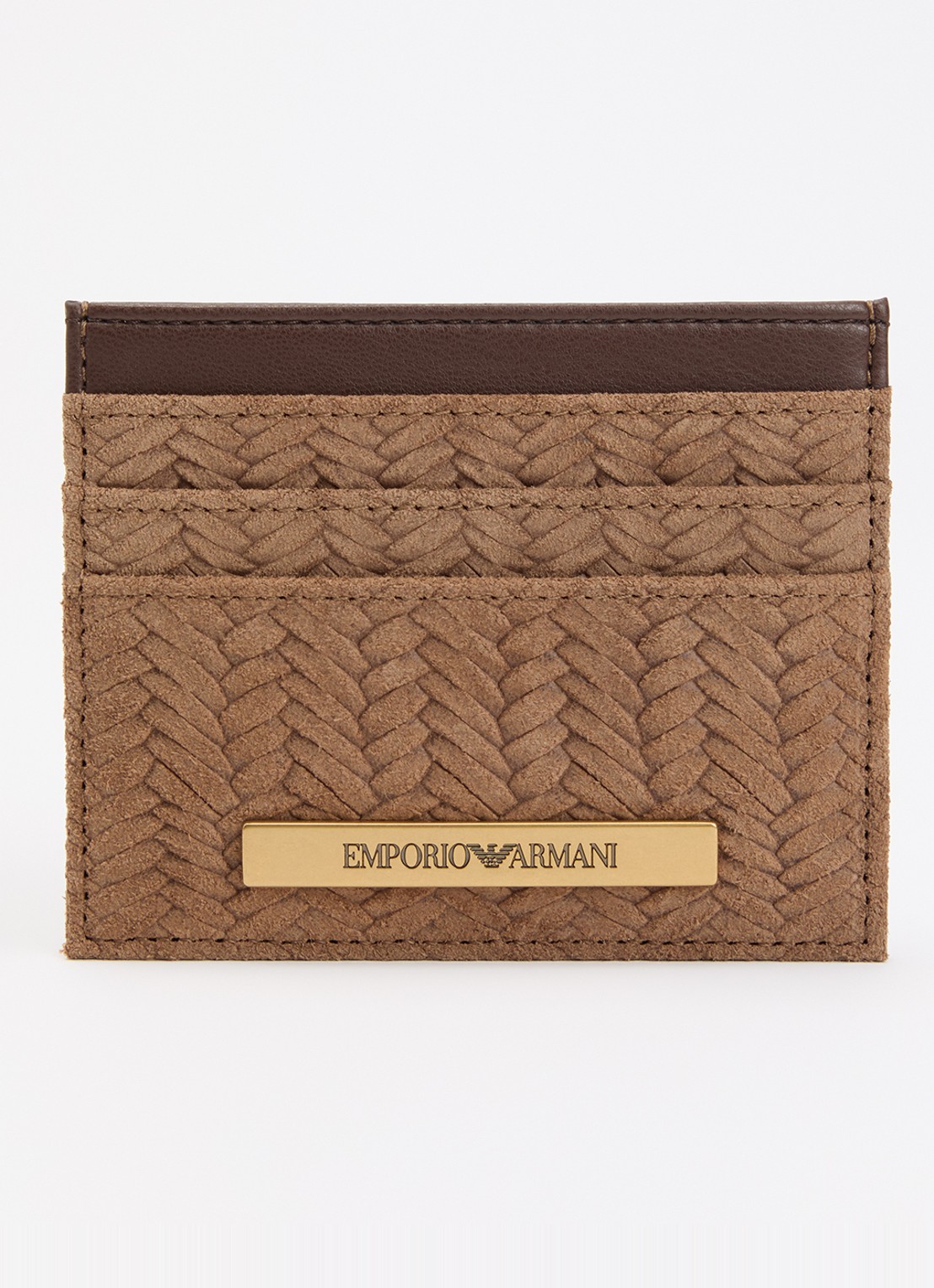 Armani Pasjeshouder met leren details en logo - voorkant 2 bruin